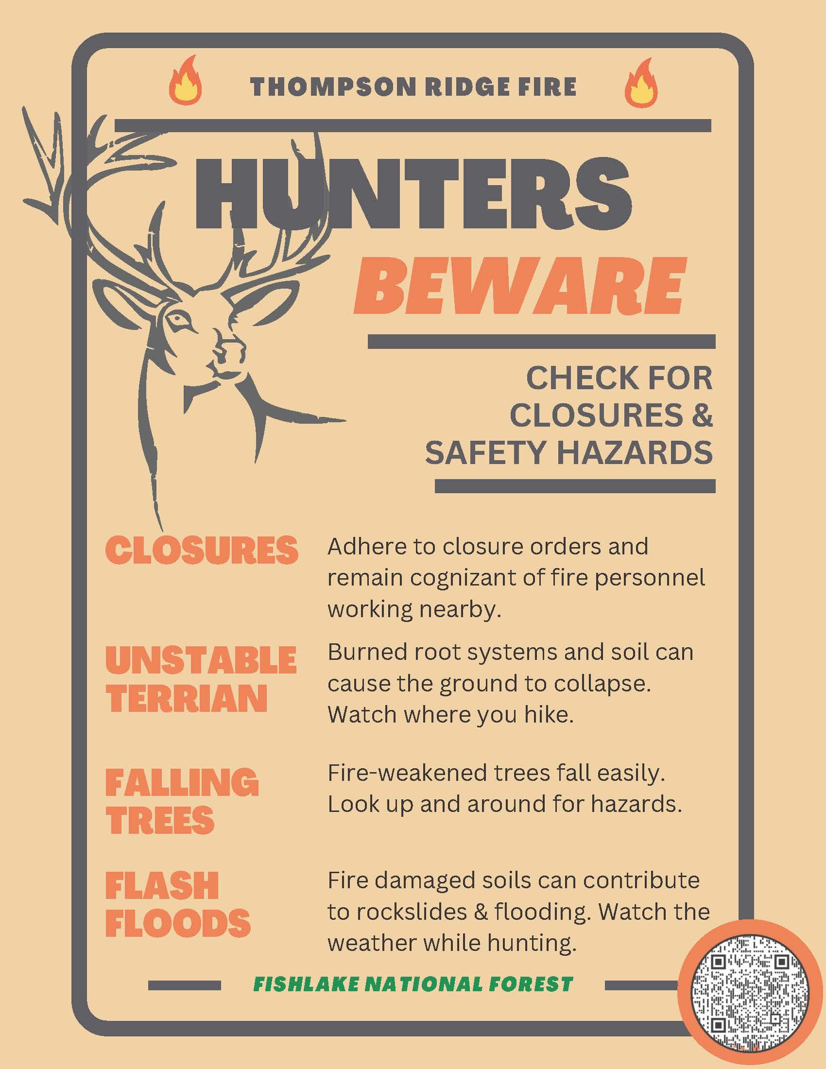 Poster listing safety hazards for hunters