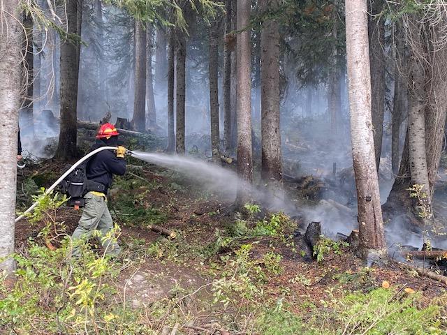 Blue Lake Firefighter on fire's edge