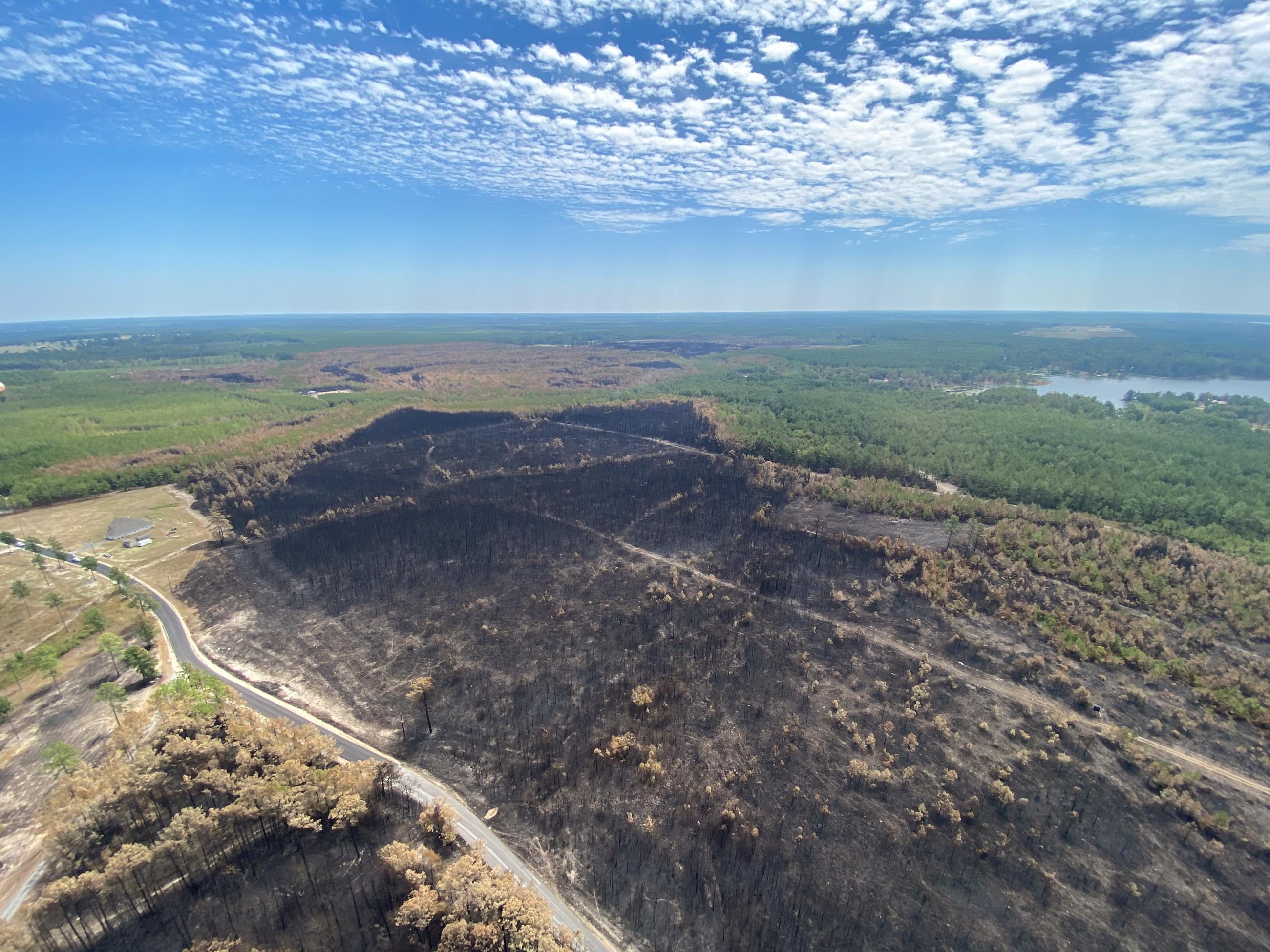 aerial photo over burned area