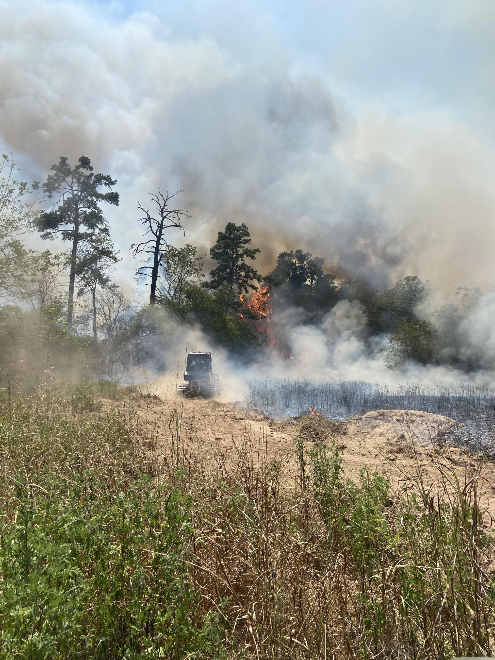 Dozer constructing line on the Spann Fire on August 20, 2023