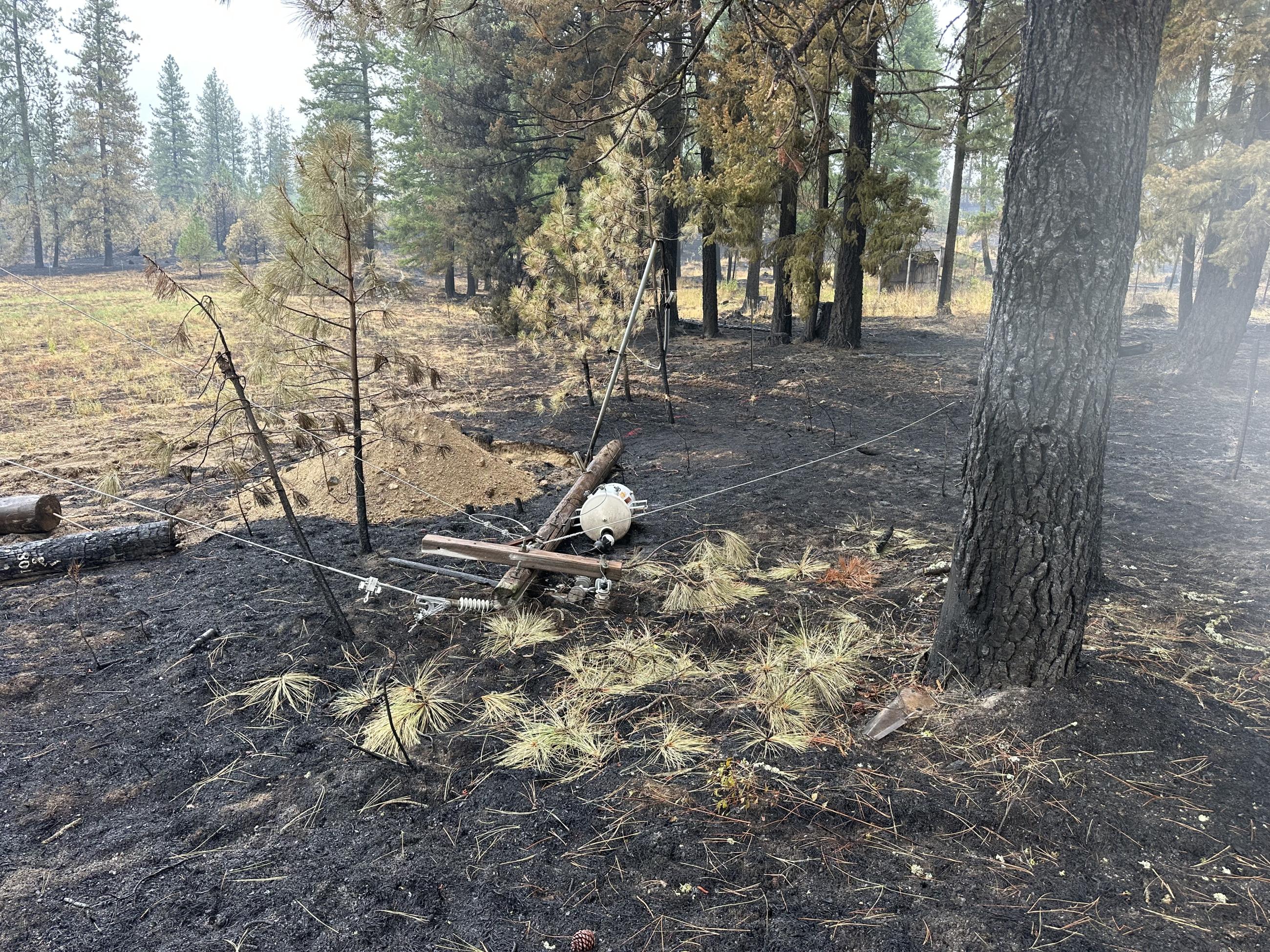 Burned areas with downed powerline