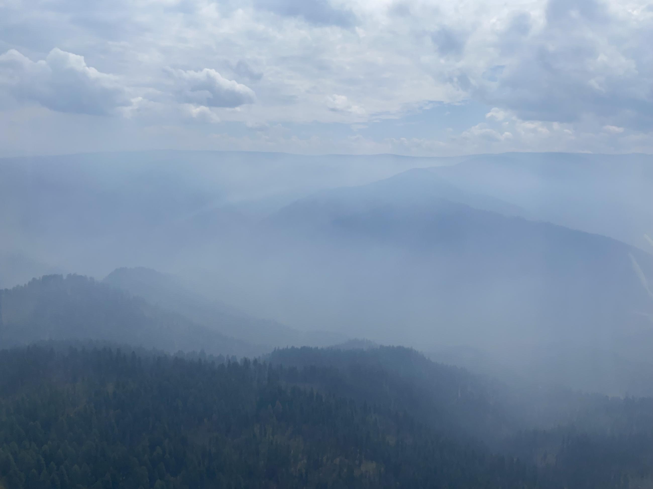 Photo taken from helicopter of inversion over Salmon River