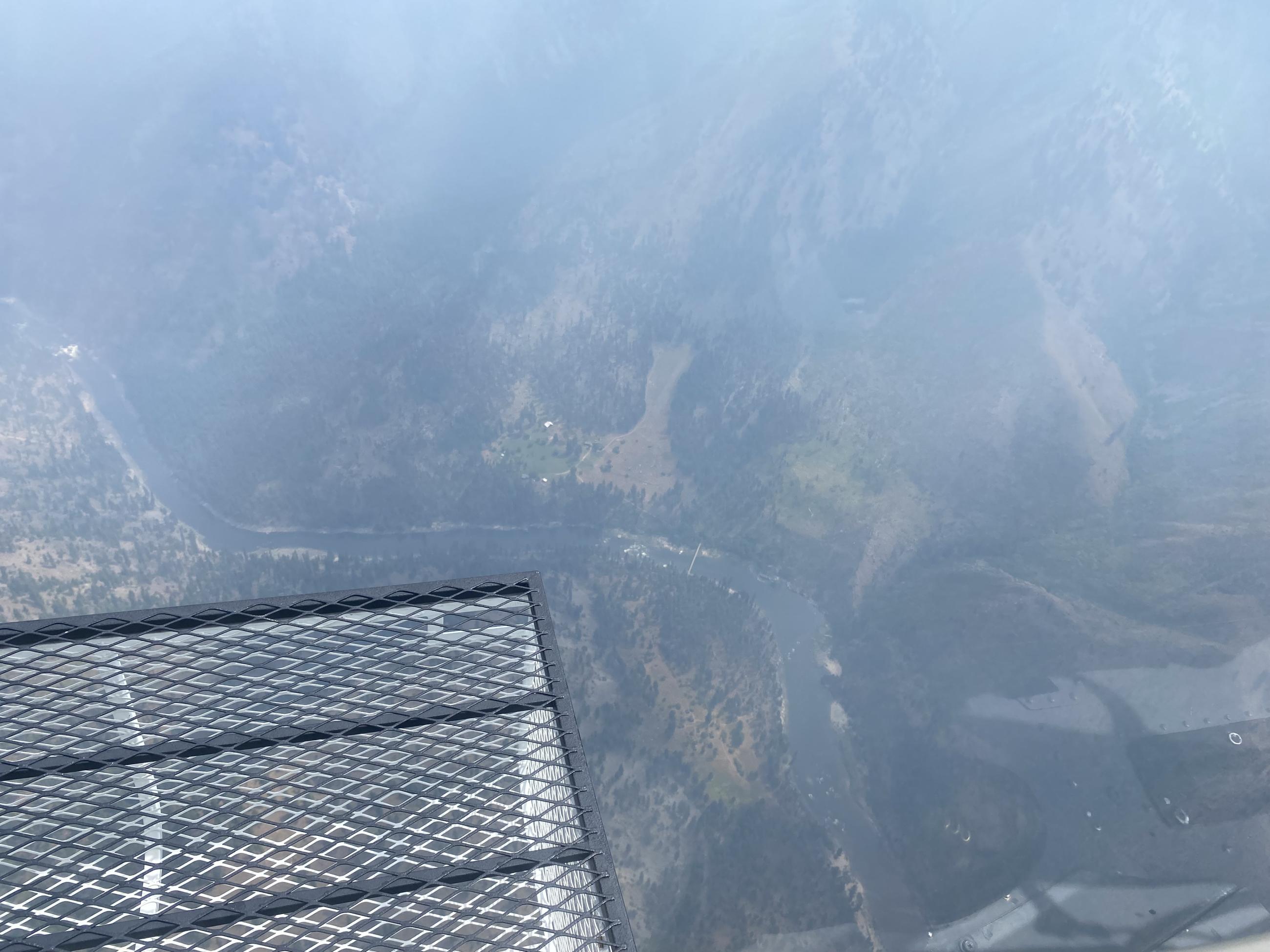 Photo shows the Salmon River shot from a helicopter