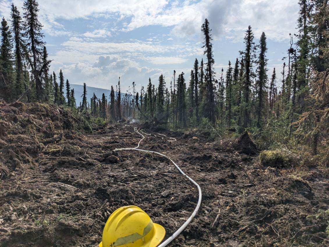 Hose lay in a dozer line.