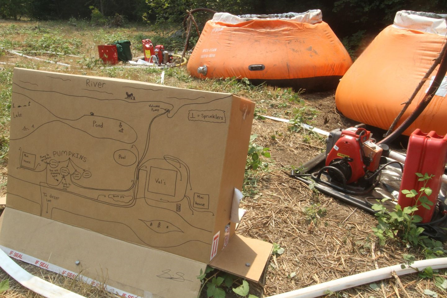 Pumpkin Tanks for Water Storage on the Lookout Fire