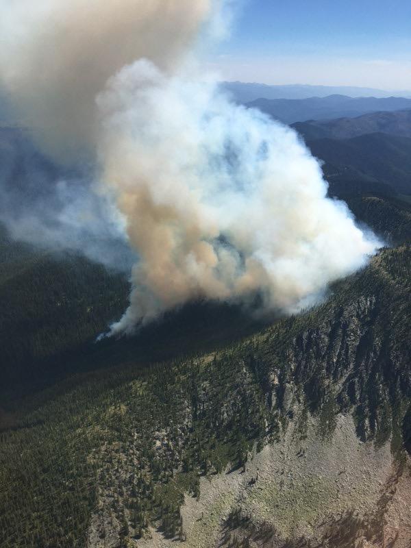 Smoke rising from Salmo Basin