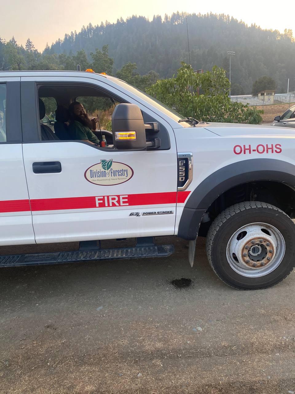 A firefighter from Ohio working the SRF Lightning Complex and Redwood Lightning Complex