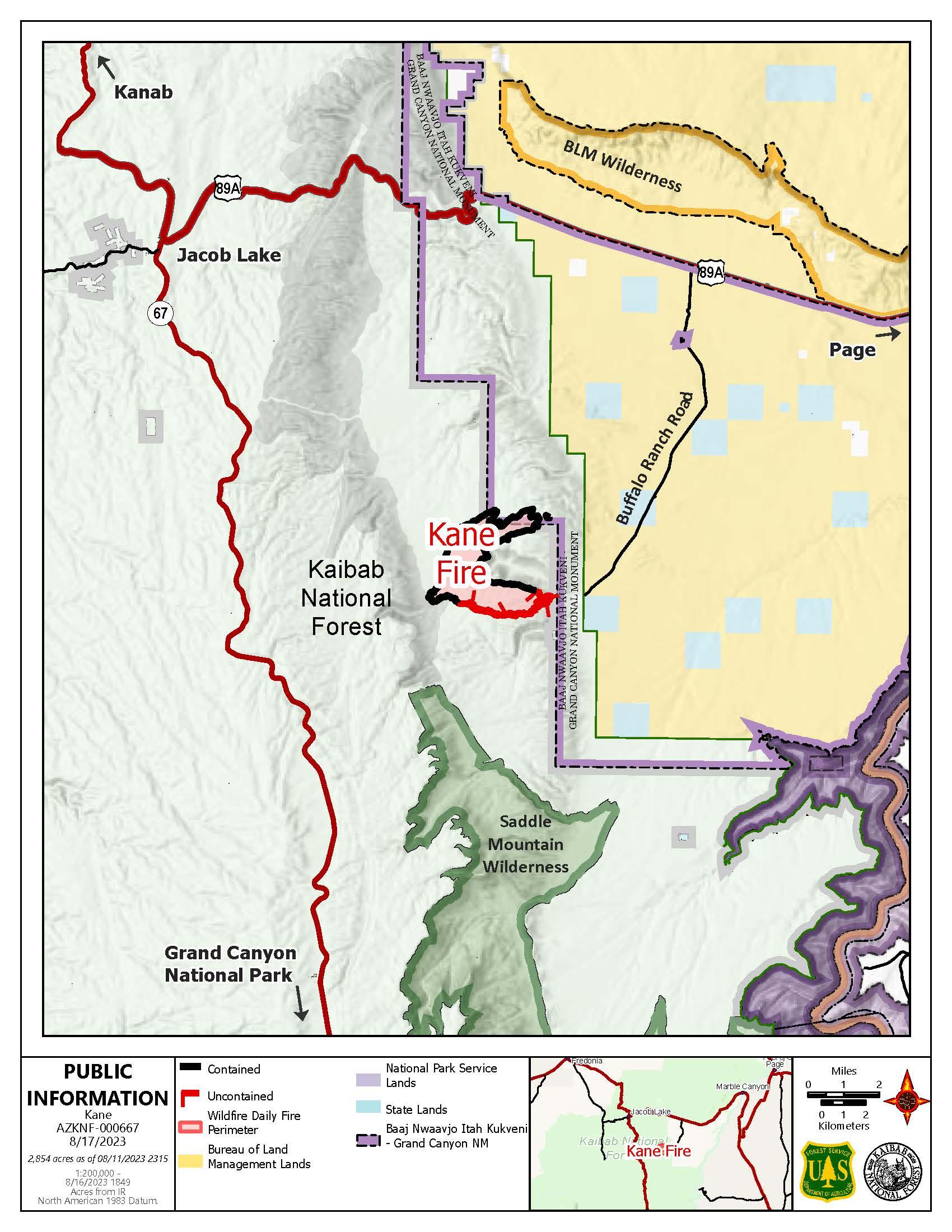 Map of the Kane Fire area for 8/17.