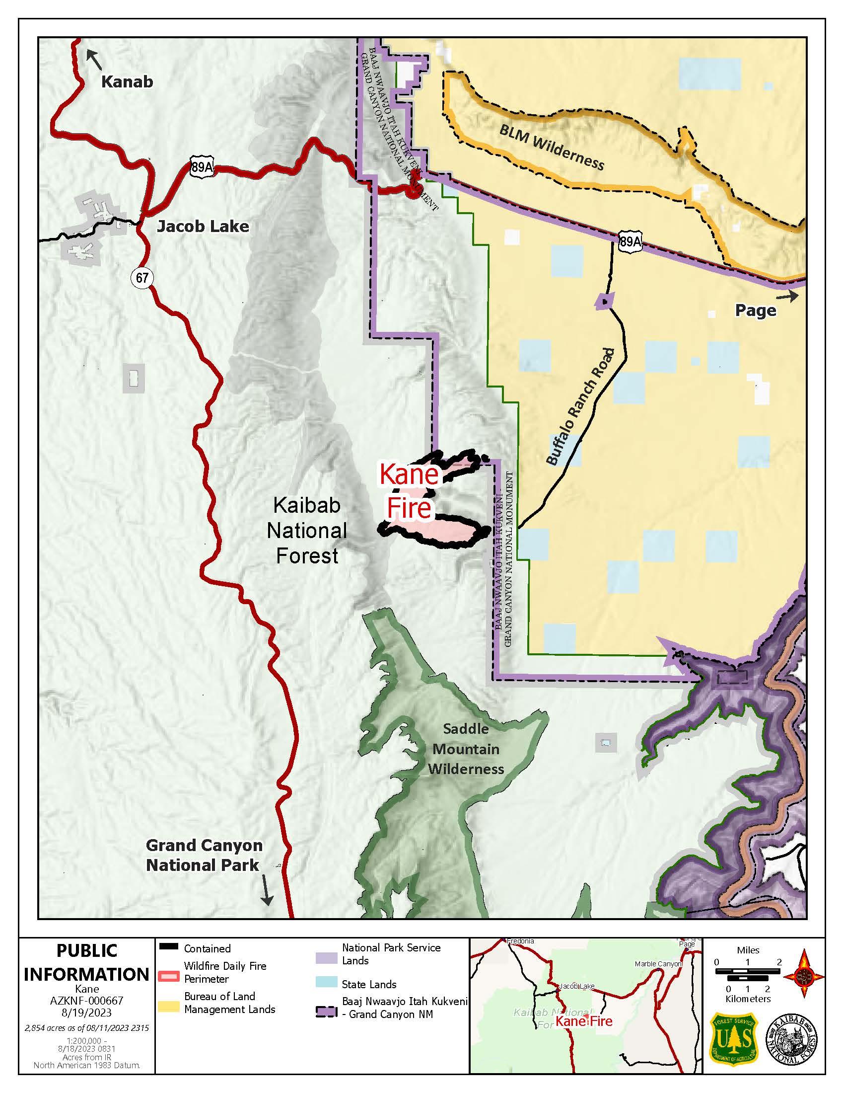 Map of the Kane Fire area as of 8/18.
