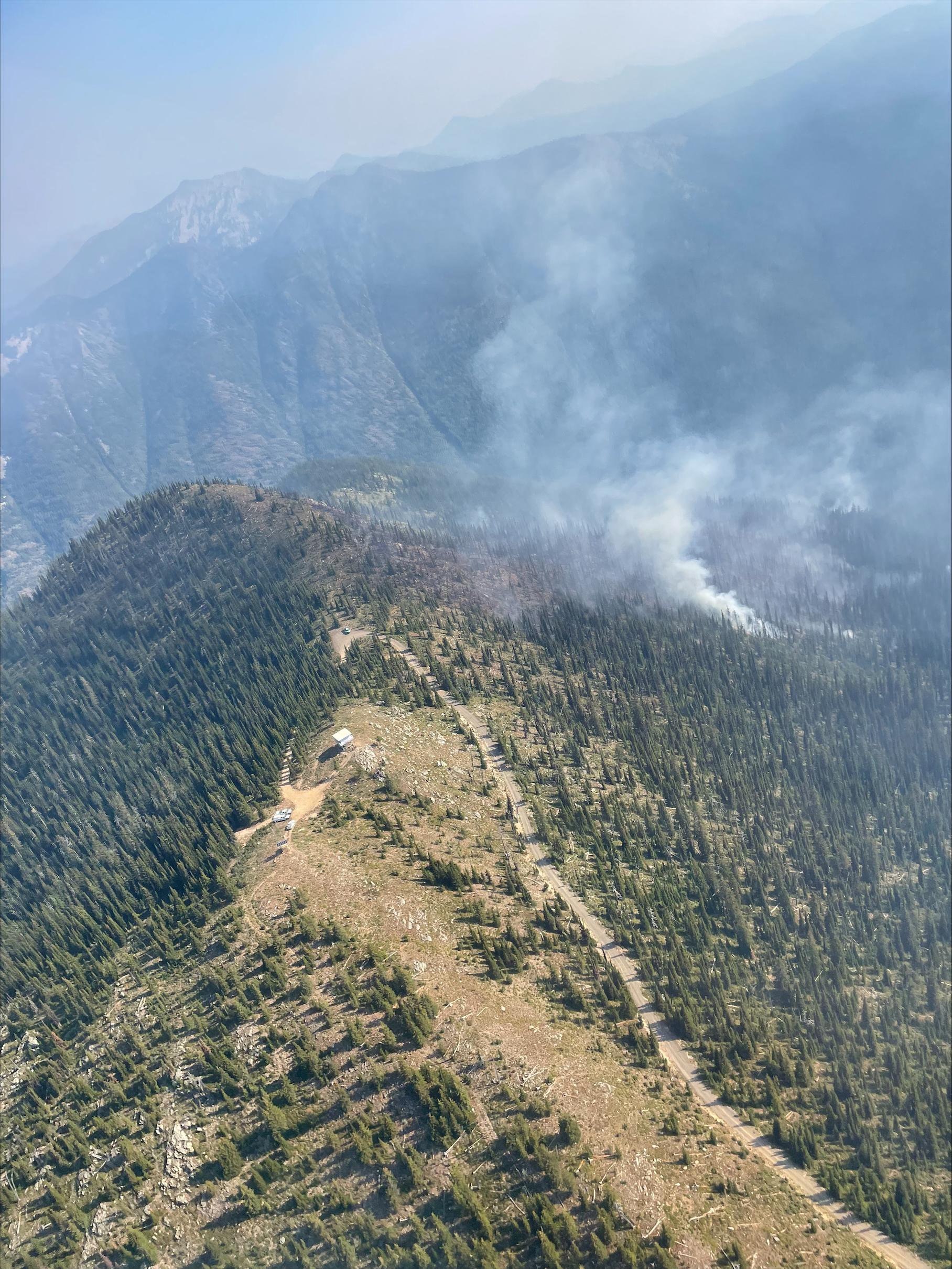 Smoke rising from the Salmo-Priest Wilderness