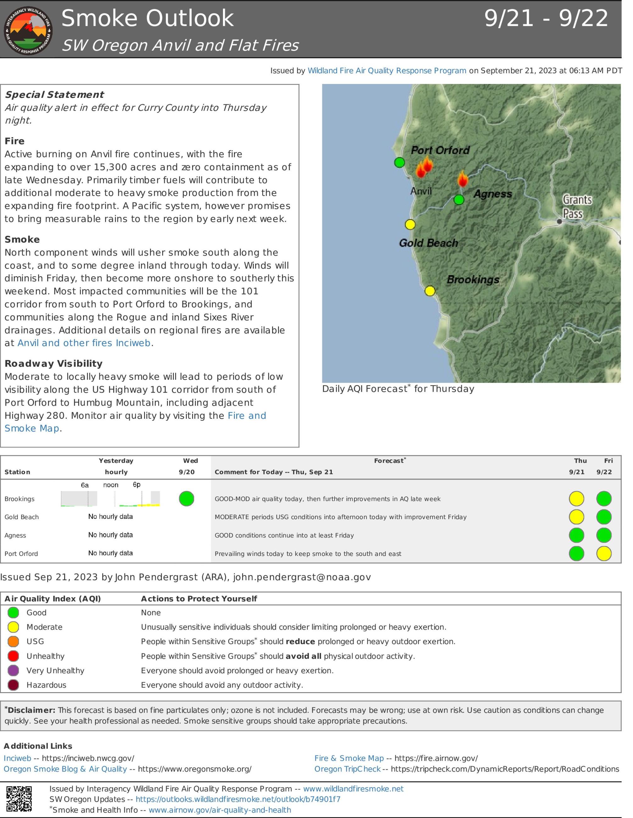 Smith River Complex North Smoke Outlook September 21, 2023
