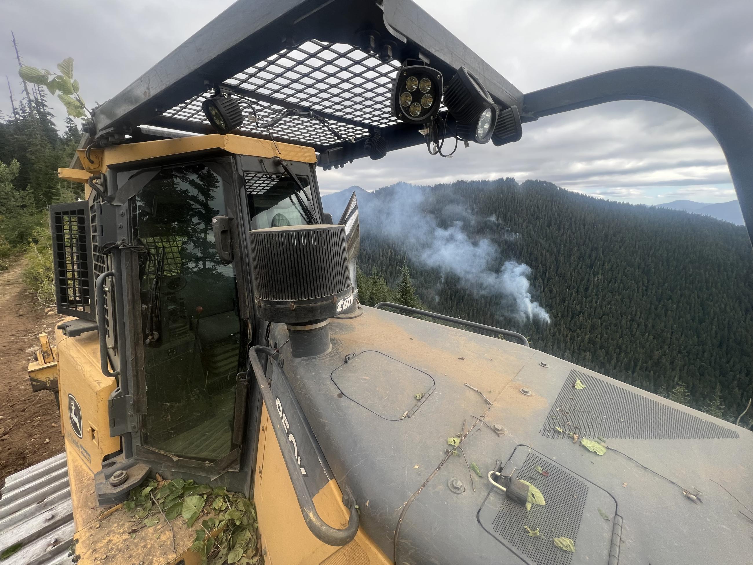 A bulldozer is used to create contingency/indirect line near the Grassy Mountain Fire on September 19 
