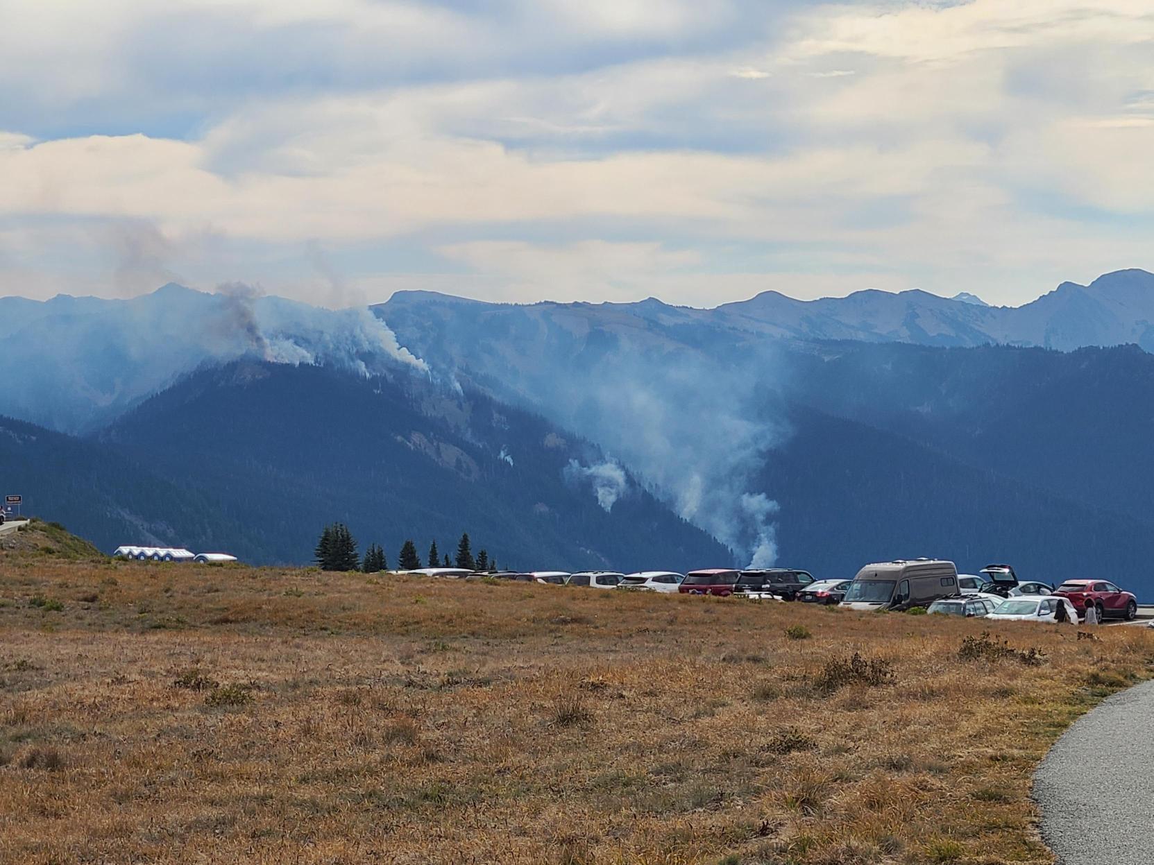 View of Eagle Point Fire from Hurricane Ridge on September 10, 2023