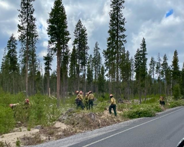 Crews working along Cascade Lakes Highway.