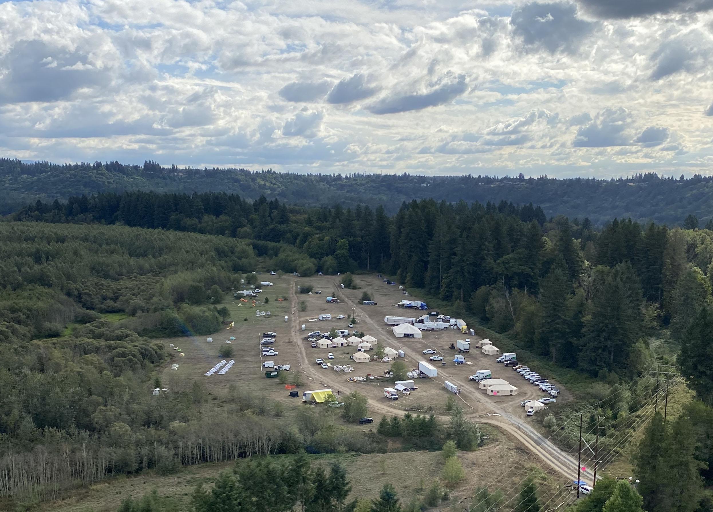 an aerial view of the Meadow Base Camp