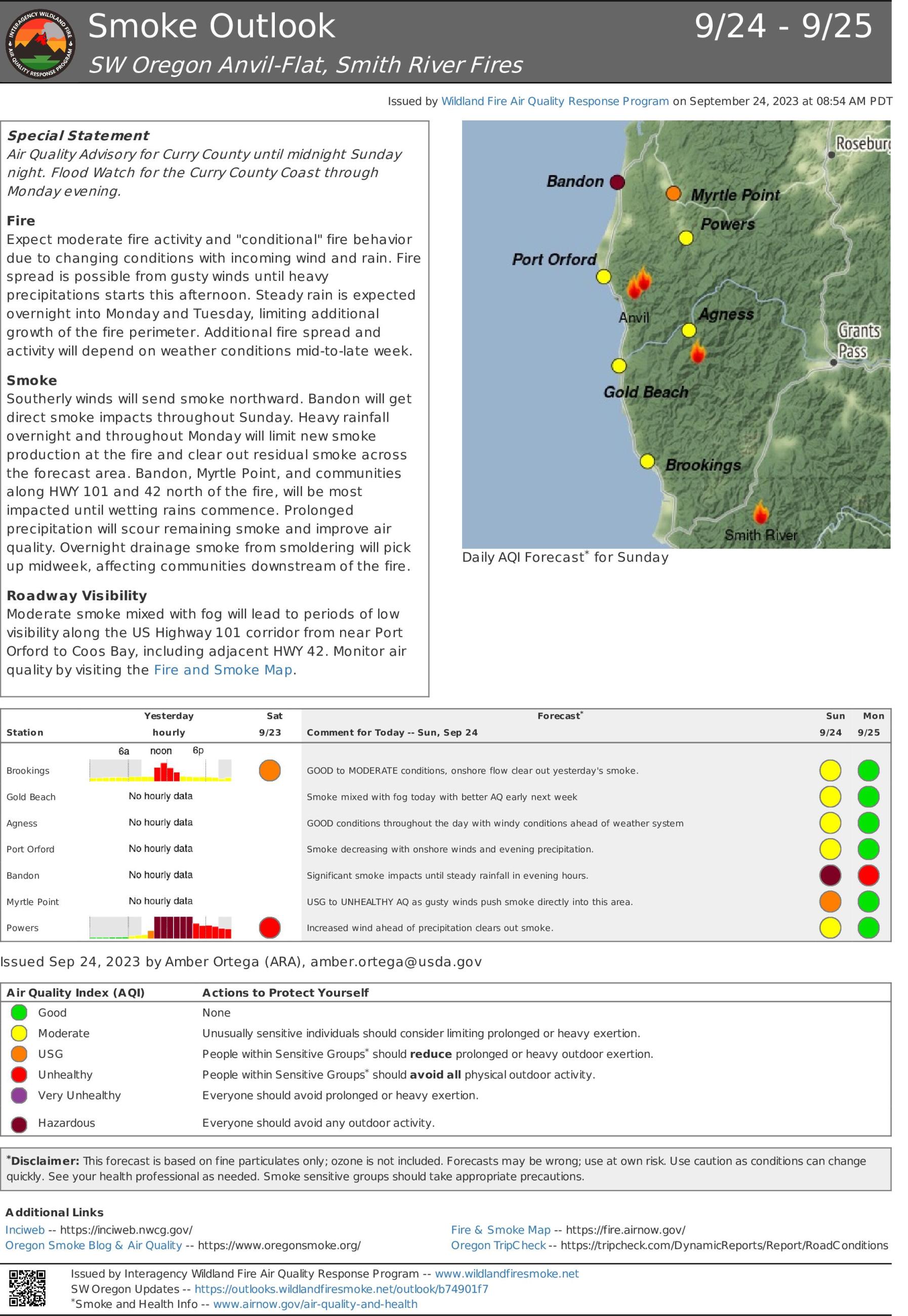 Smoke Outlook SW OR Anvil-Flat, Smith River Fires 9.24-9.25