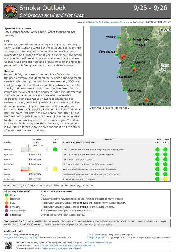 Smith River Complex North - Smoke Outlook, September 25, 2023