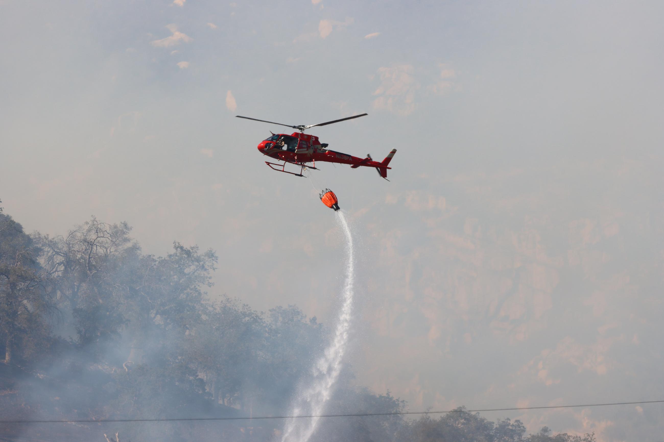 Water Drop by Helicopter on Sycamore Fire