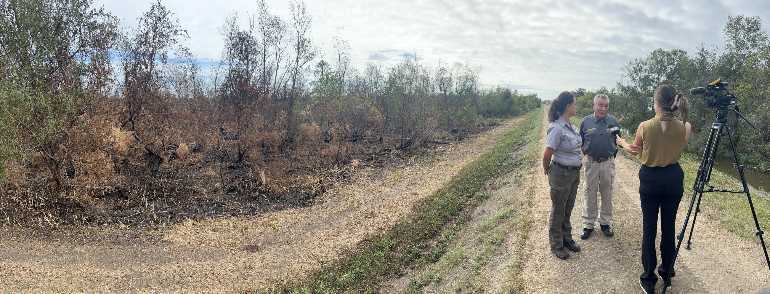 Local fire officials are interviewed for a local WGNO