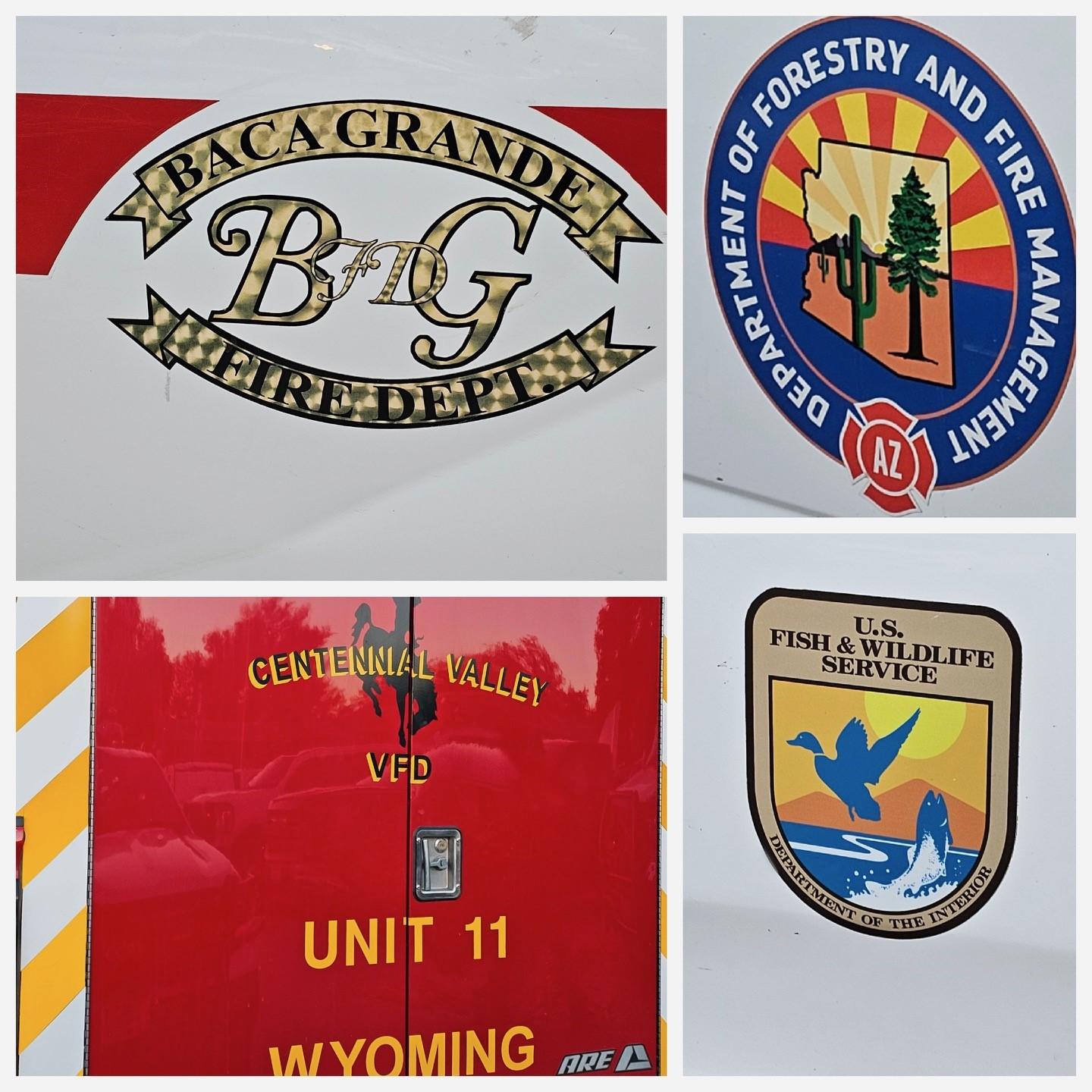 some agency logos that are supporting Saint Charles Fire suppression efforts.