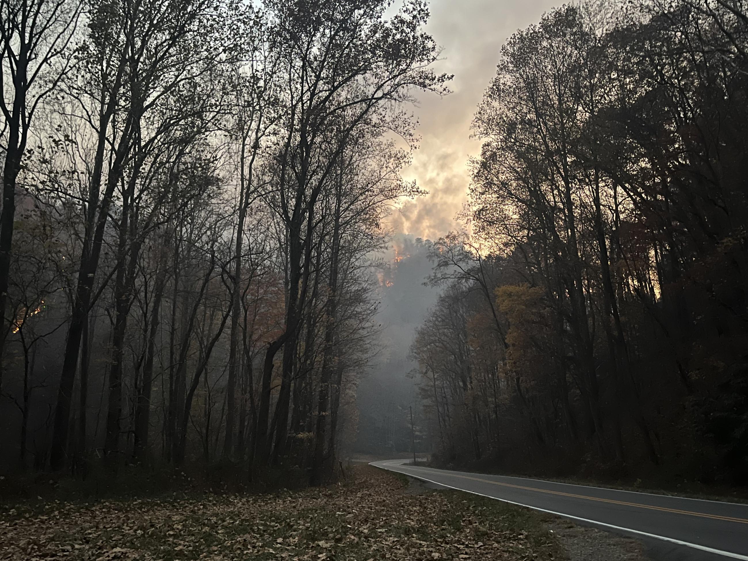 Fire on the NW Ridge view from Junaluska Rd | November 8, 2023