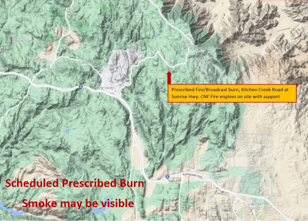 Map of area of broadcast burn for the Kitchen Creek R[rescribed fire.