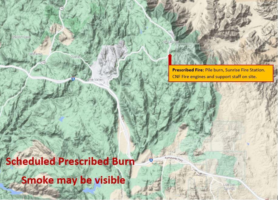 Map showing where the Sunrise Station Pile Burn is.