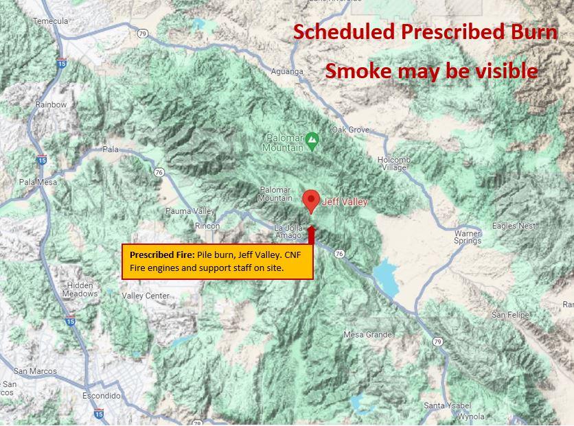 Map showing area of the Jeff Valley Prescribed burn.