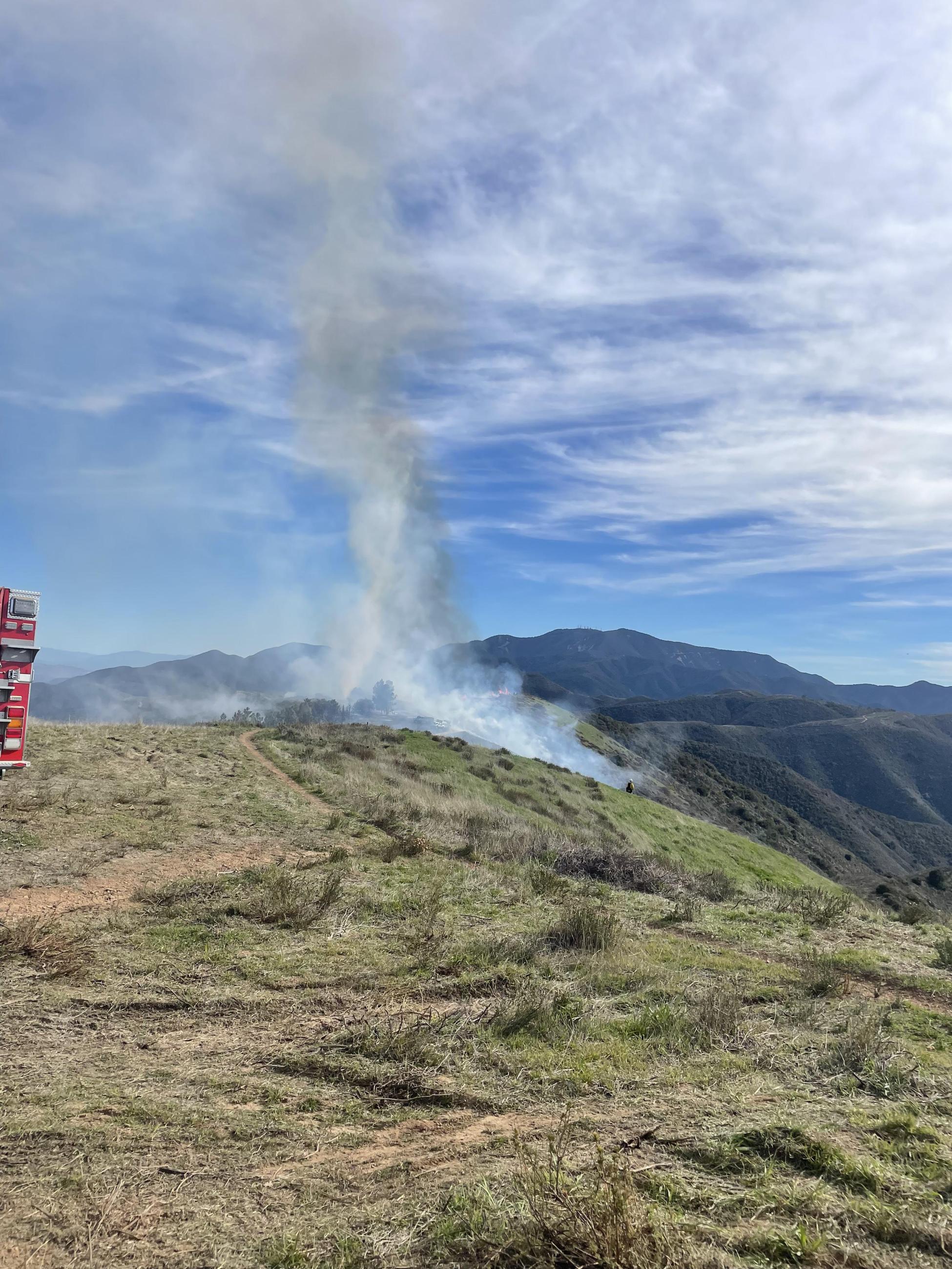 Picture from the ground showing smoke from the North Main Broadcast Burn.