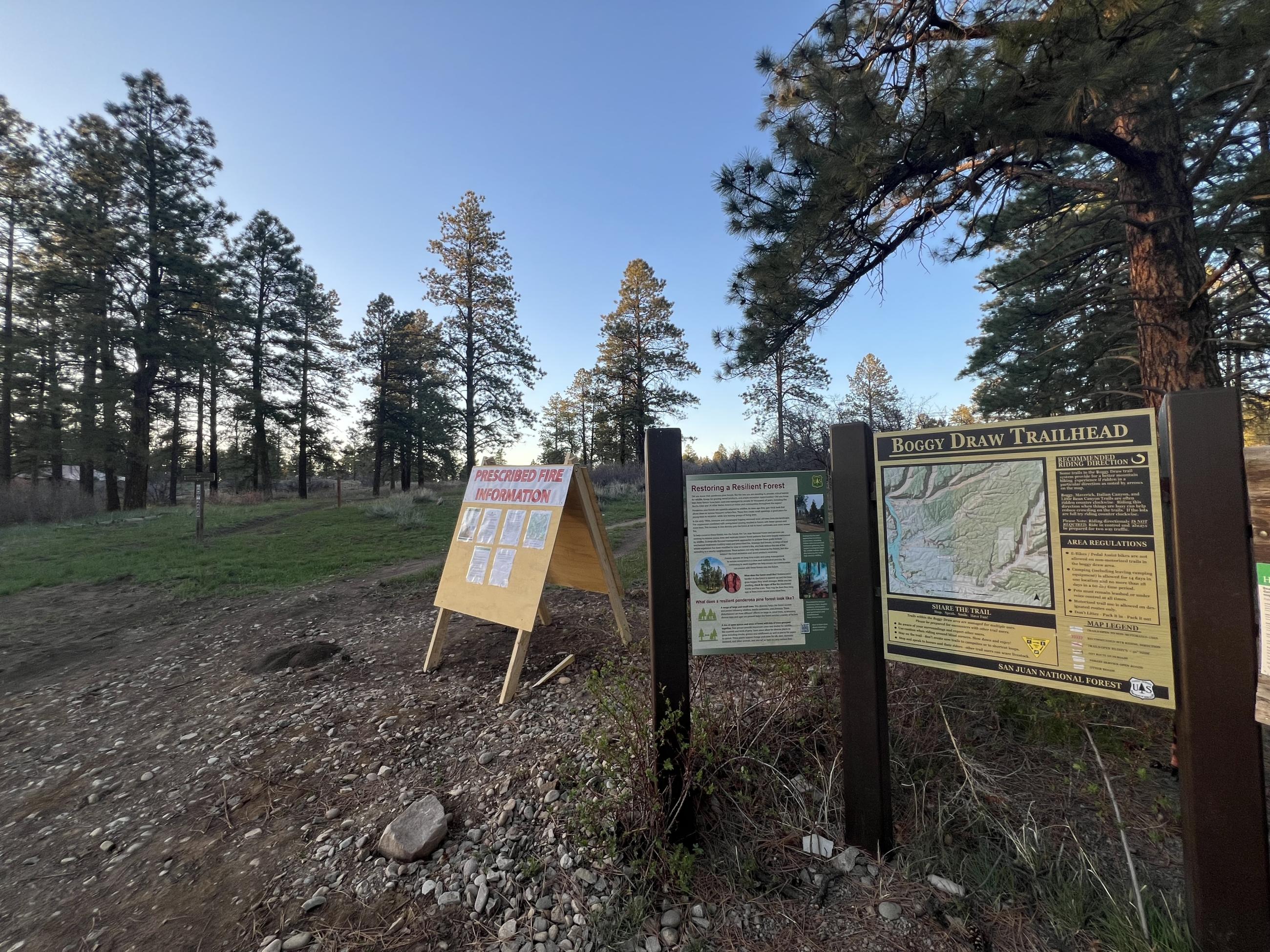 Photo showing the Boggy Draw Trailhead where prescribed burns may take place on May 9 and 10.