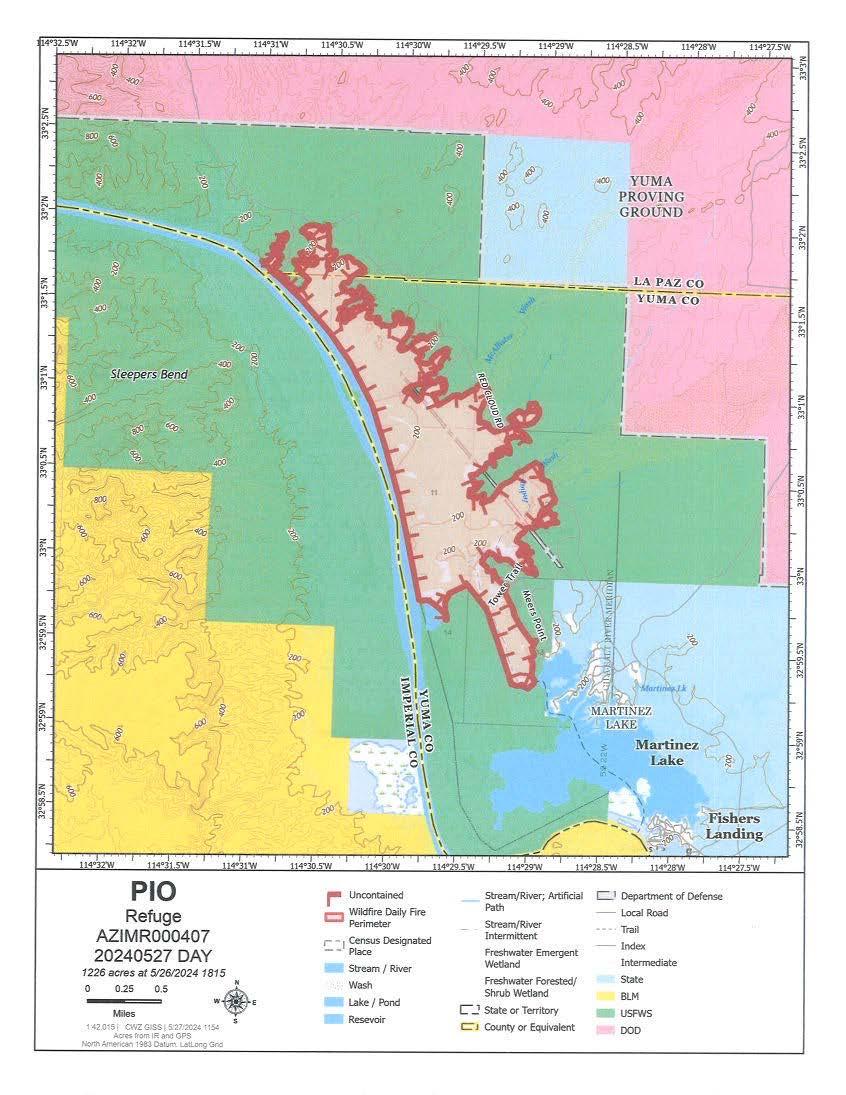 Map showing the fire perimeter along the Colorado River