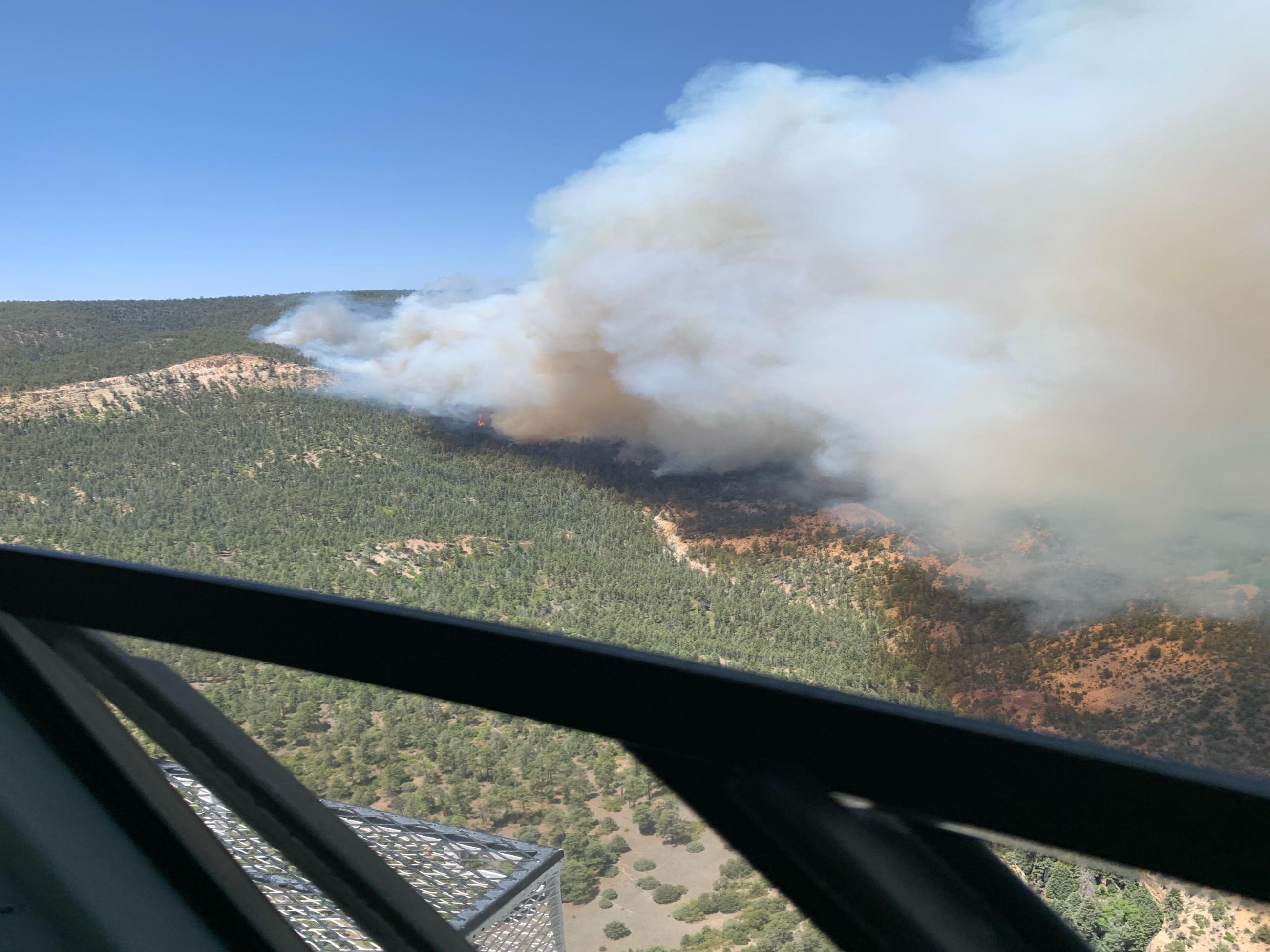 Wildfire smoke from the Indios Fire during a recon flight.