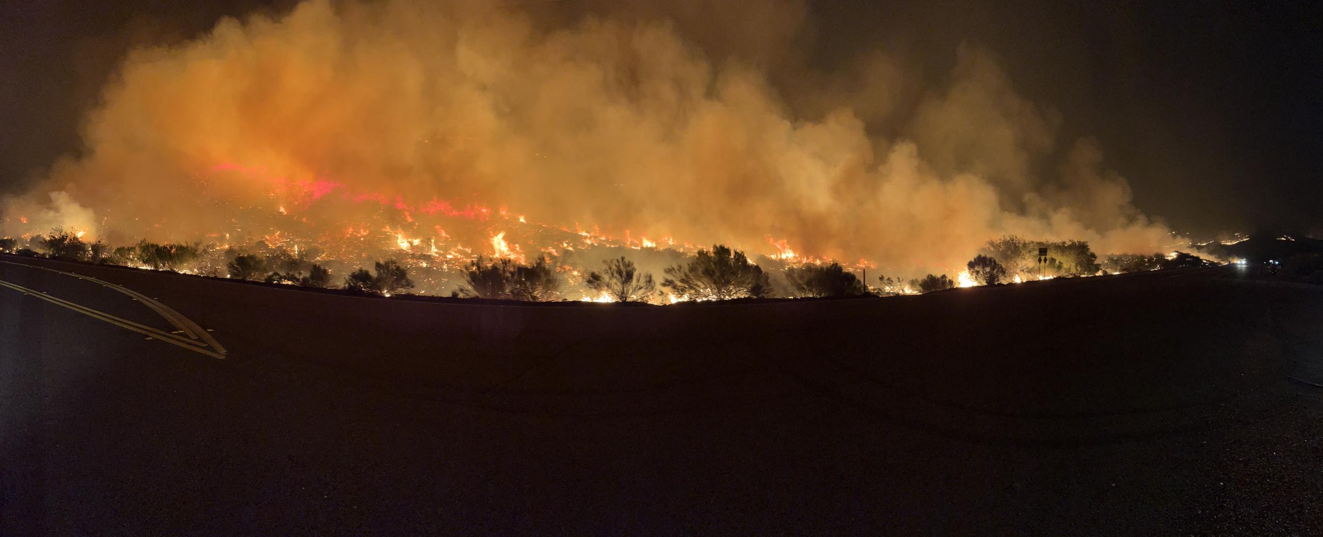 Evening fire activity in the Sonoran Desert along the Bartlett Dam Road (FS 205 Road), Saturday, May 18, 2024 