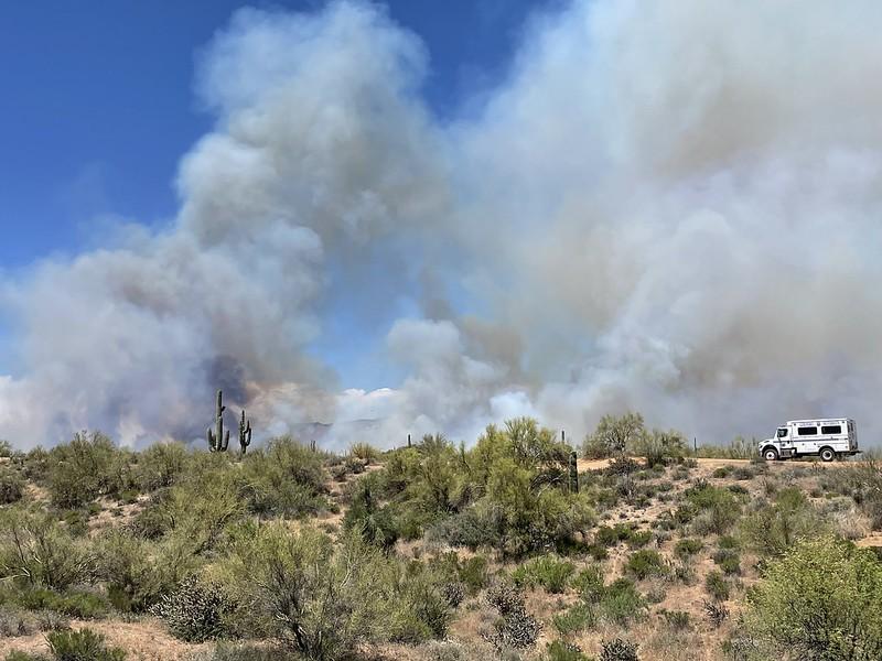 Fire crews utilizing aerial fire suppression methods to contain the Wildcat Fire