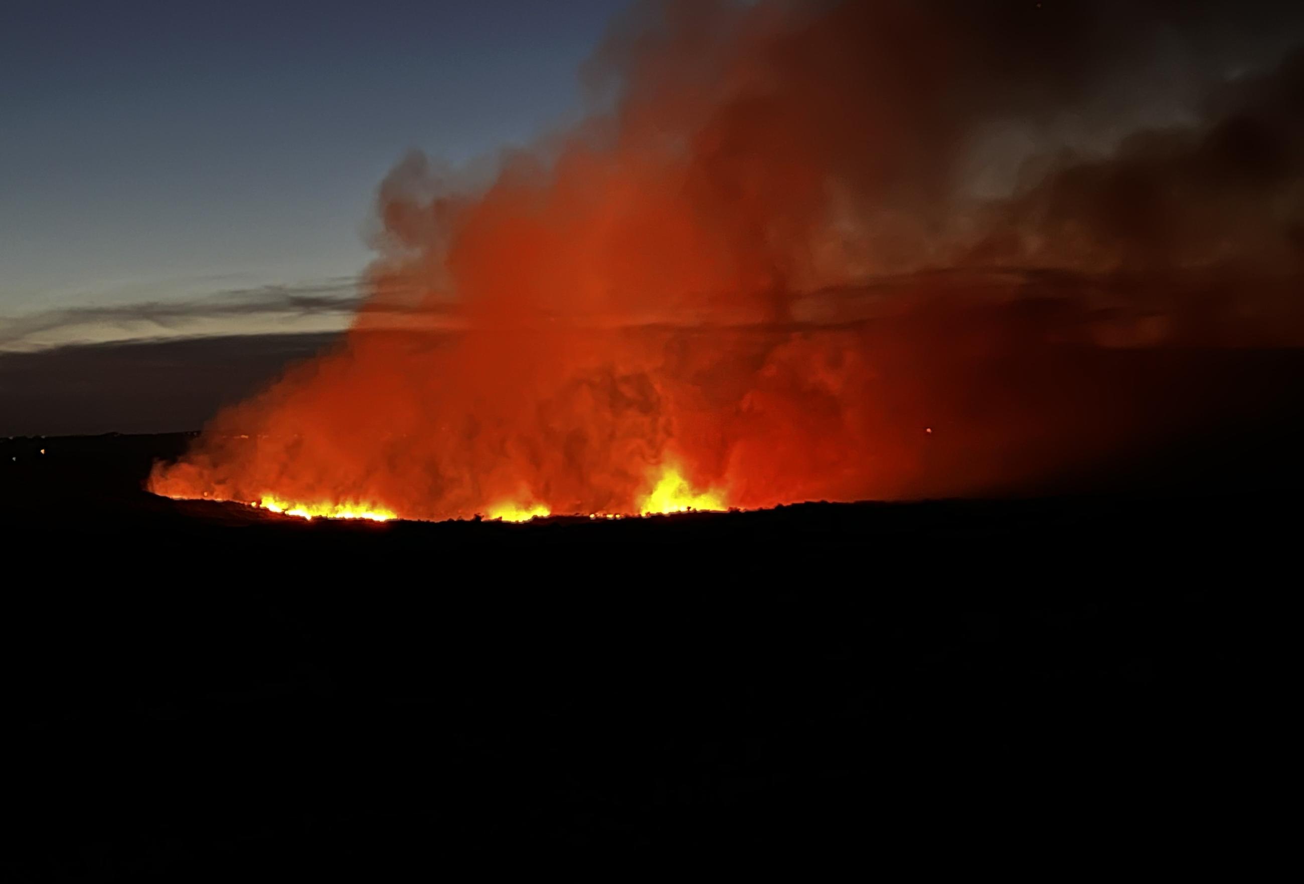 View of nighttime fire activity