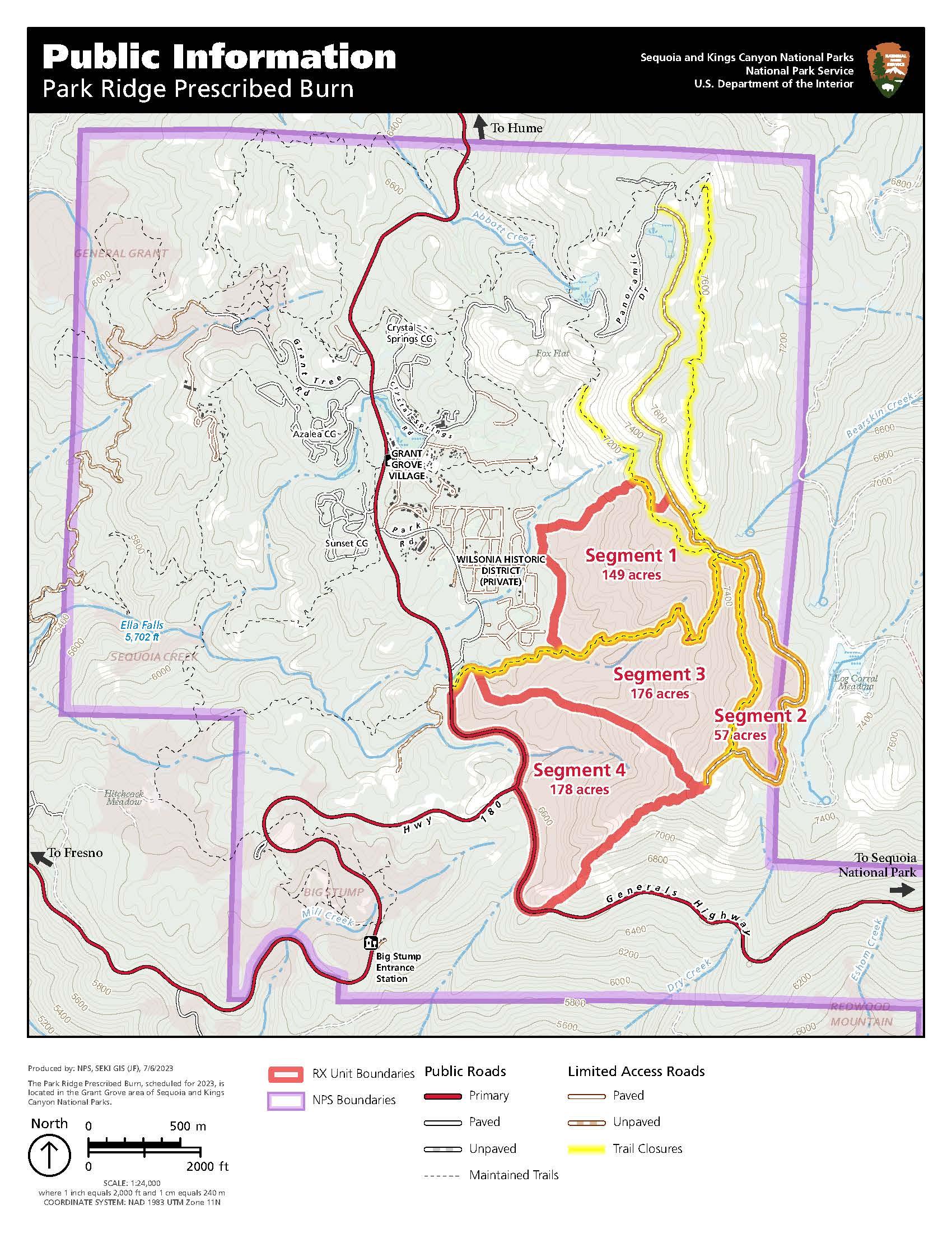 Public Information Map of the Park Ridge Prescribed Fire