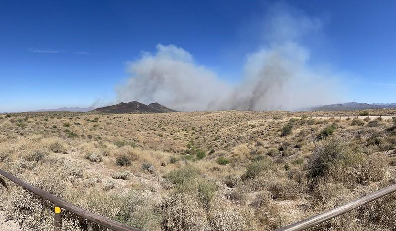View of Adams Fire off State Route 87 on the Tonto National Forest