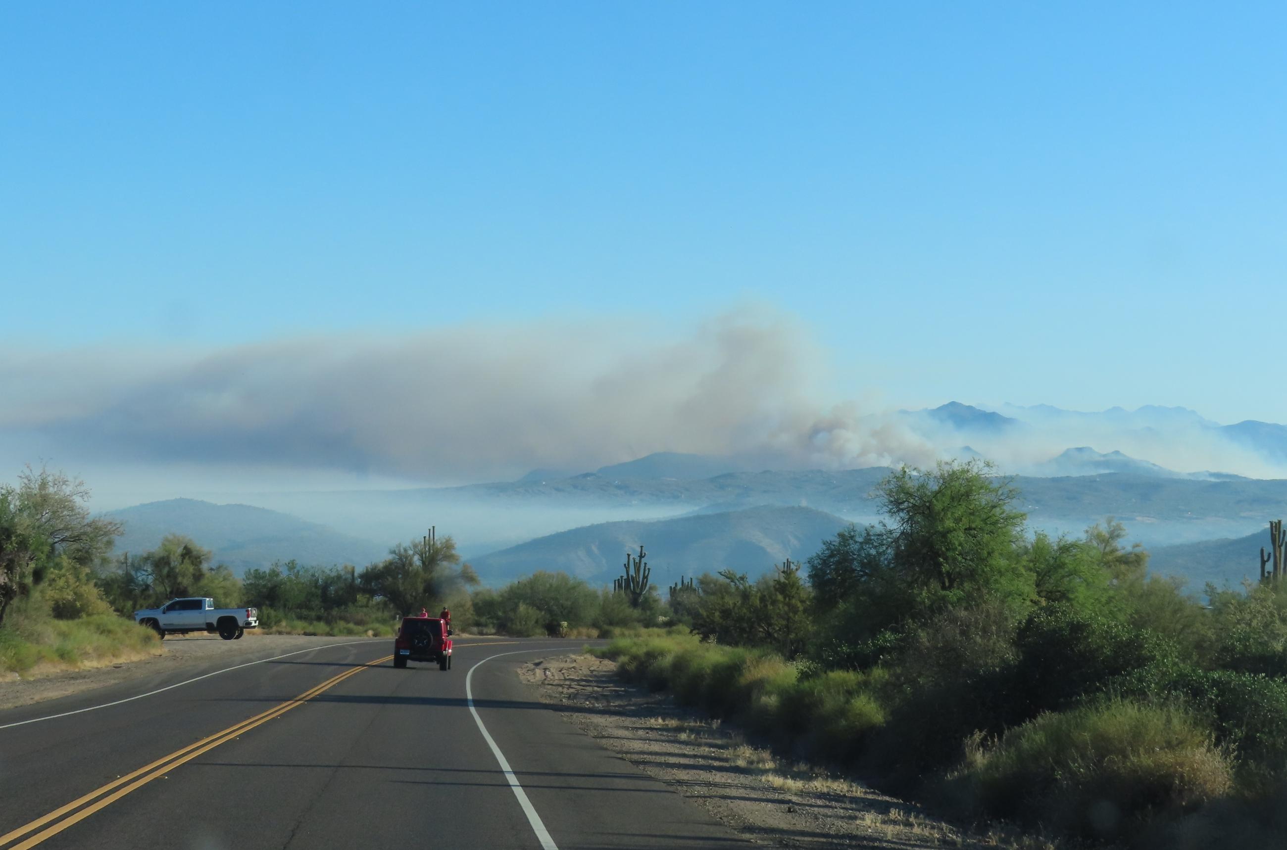 View of the Adams Fire in the Sonoran Desert
