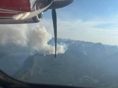 July 13, 2024 Aerial view of Bench Fire with propeller 