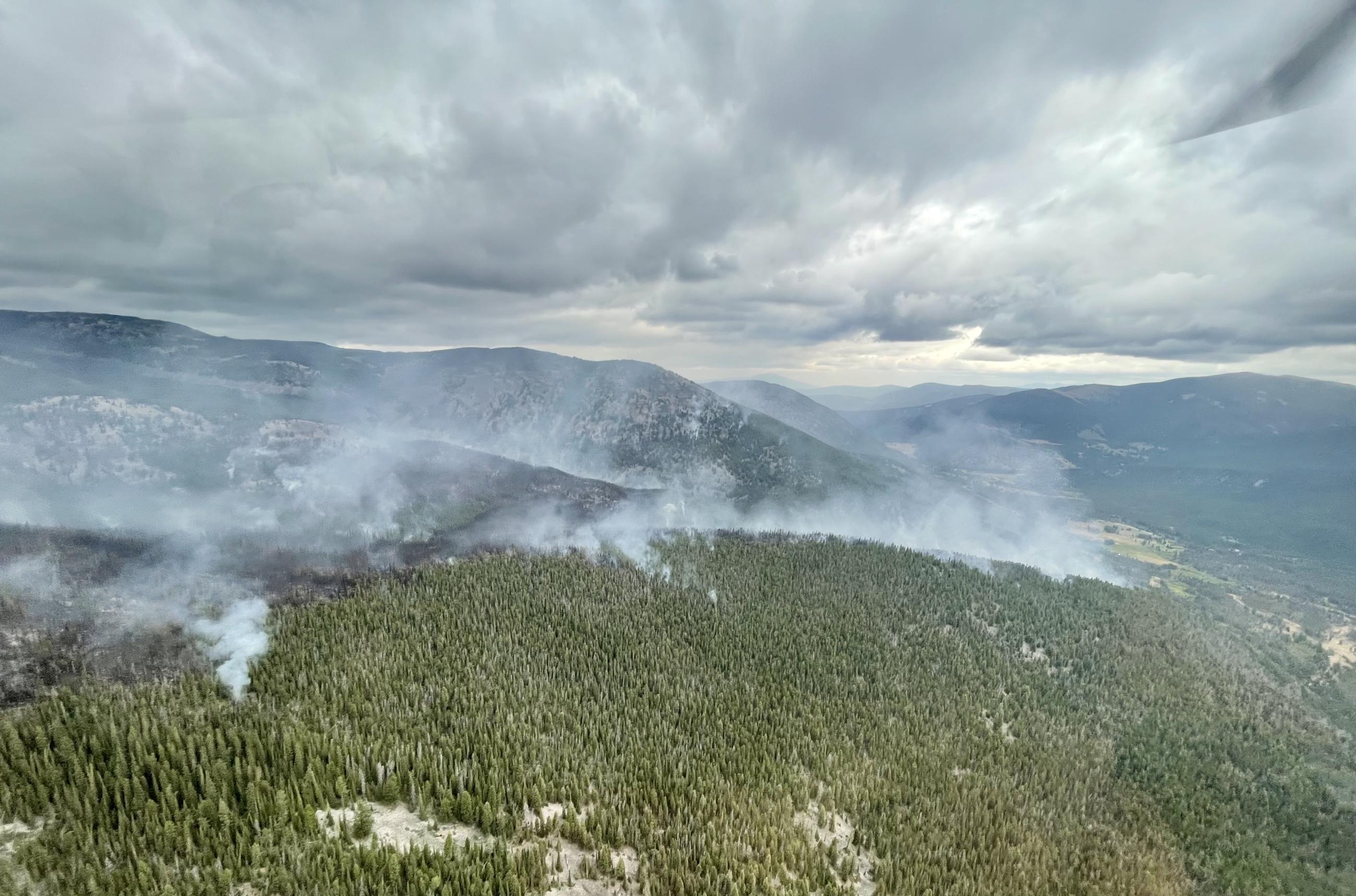 Grouse fire picture looking east to Pettengill Creek Trail 7-30-24