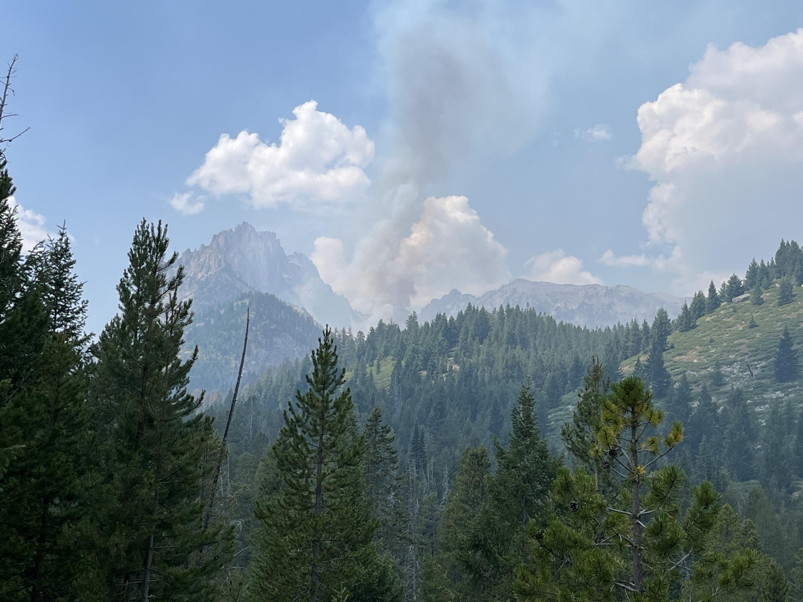 mountain view with wildfire smoke