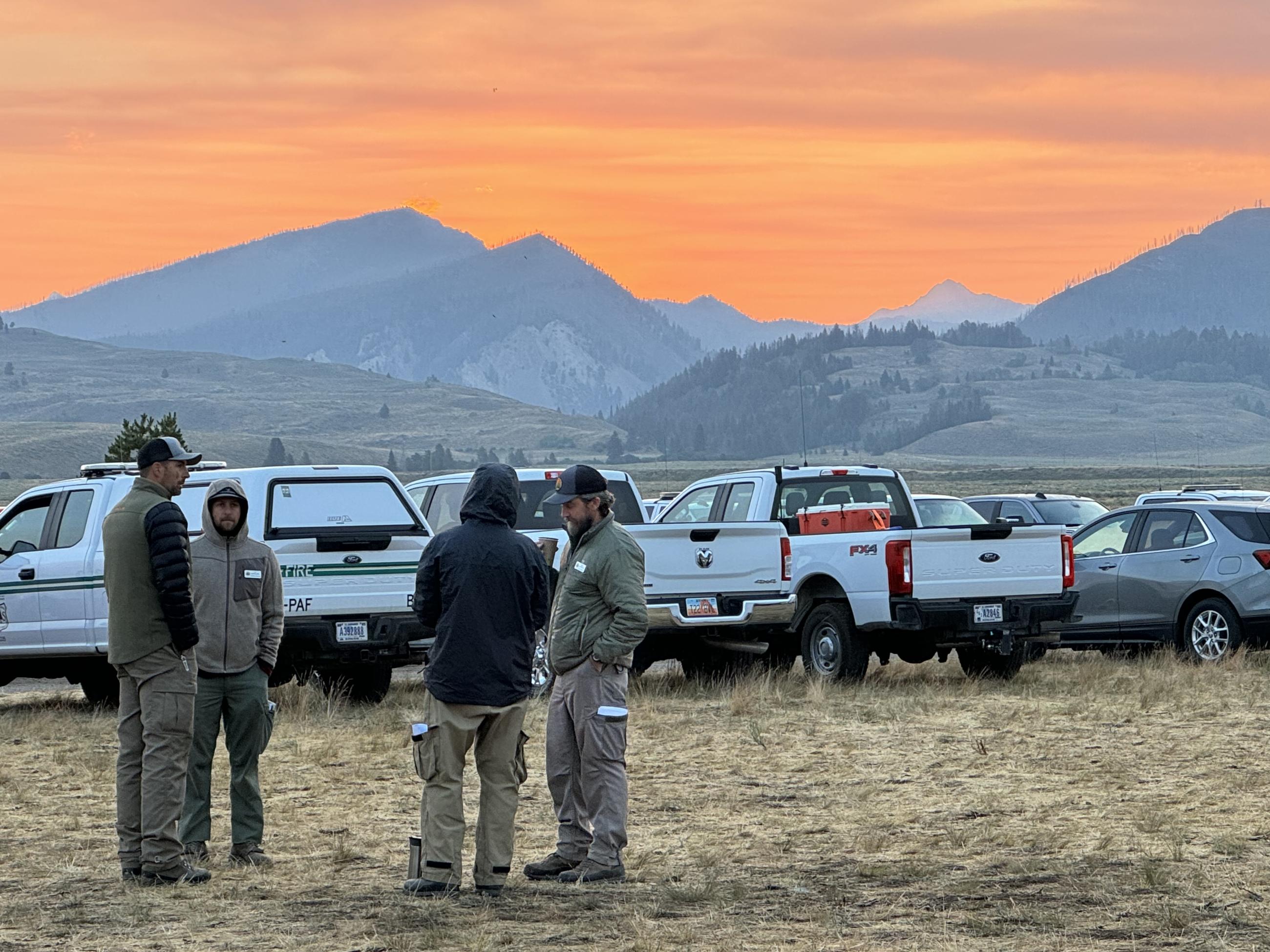 Bench Lake Fire managers discuss plans for the day at Incident Command Post July 23, 2024