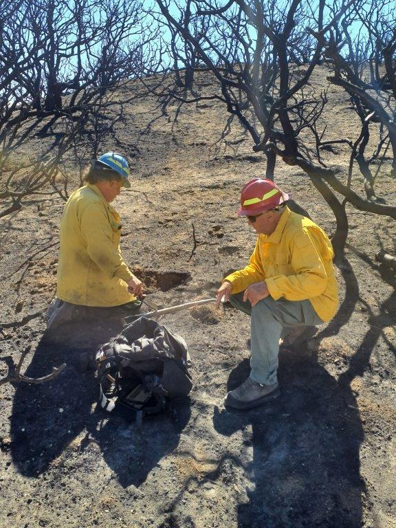 Image showing Burned Area Emergency Response Specialists evaluating the Post Fire burned area in the Los Padres National Forest.