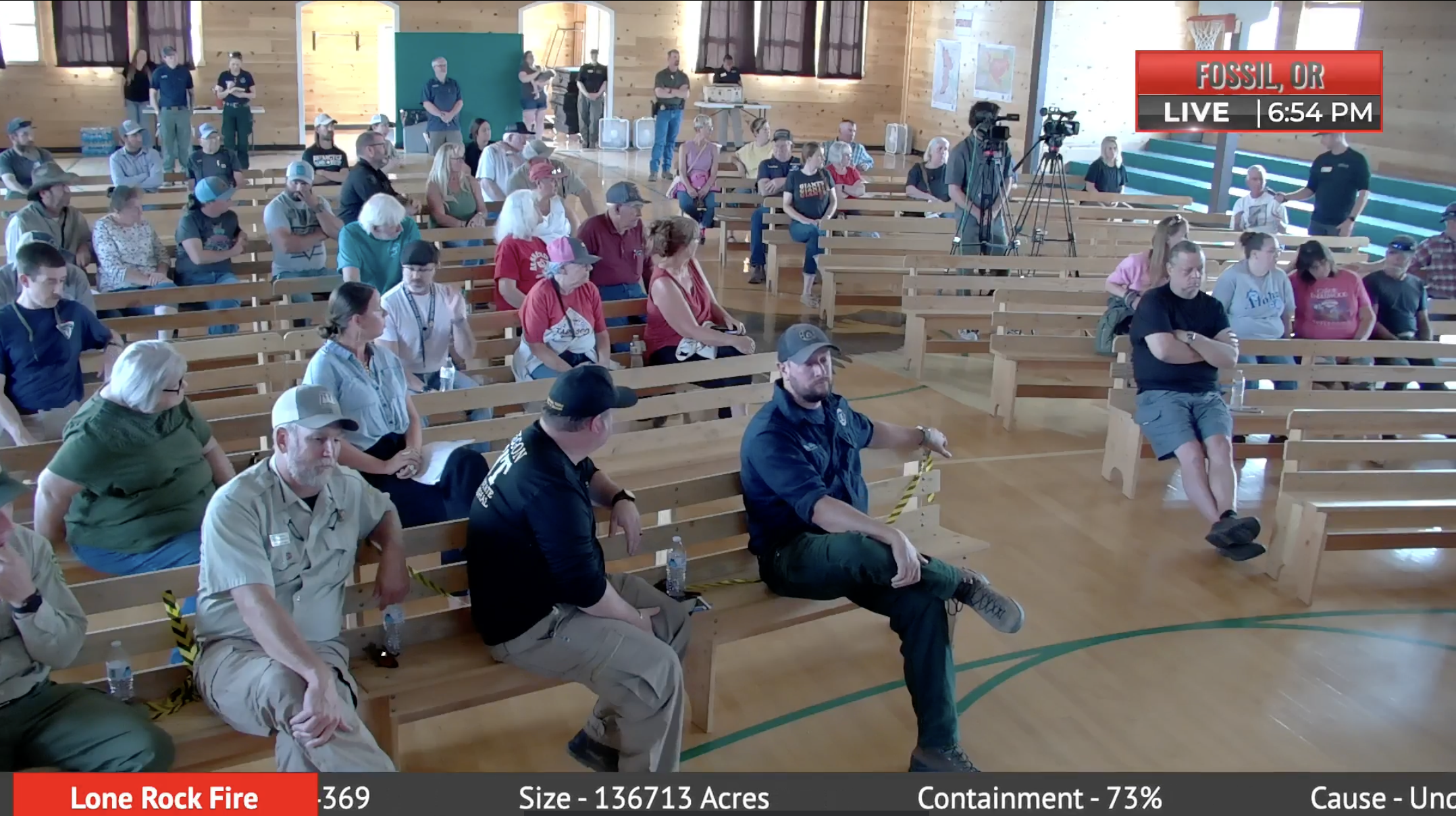 A view of the audience at the Lone Rock Fire Community Meeting in Fossil - 7-27-2024