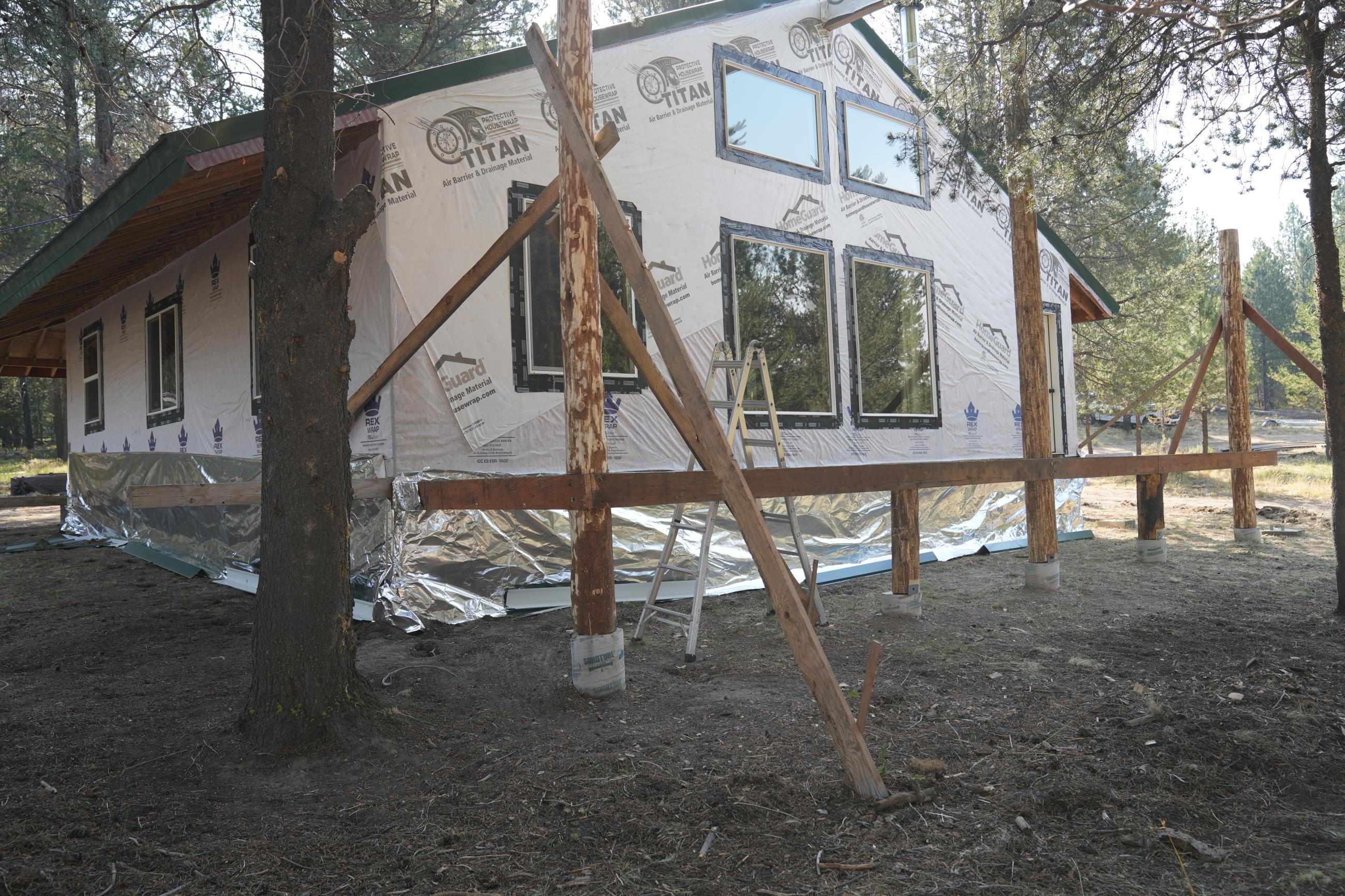 A house with aluminum structure wrap