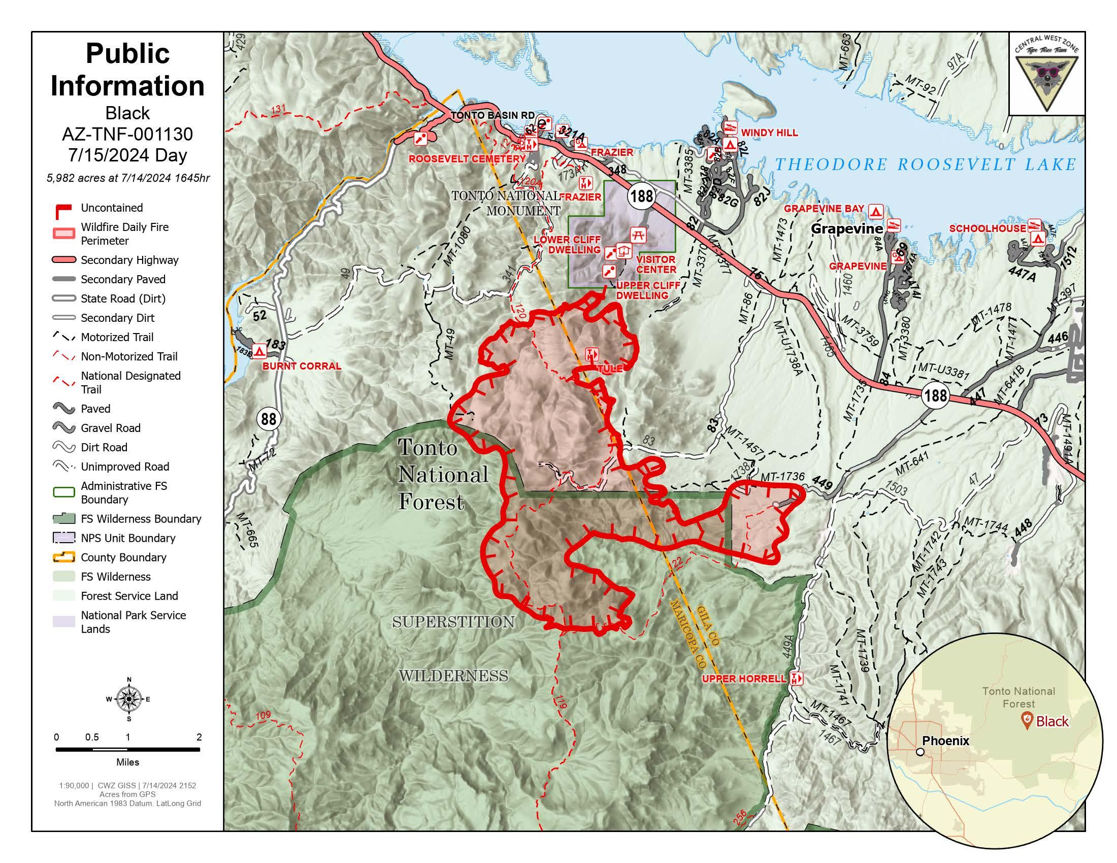 Map showing fire area 