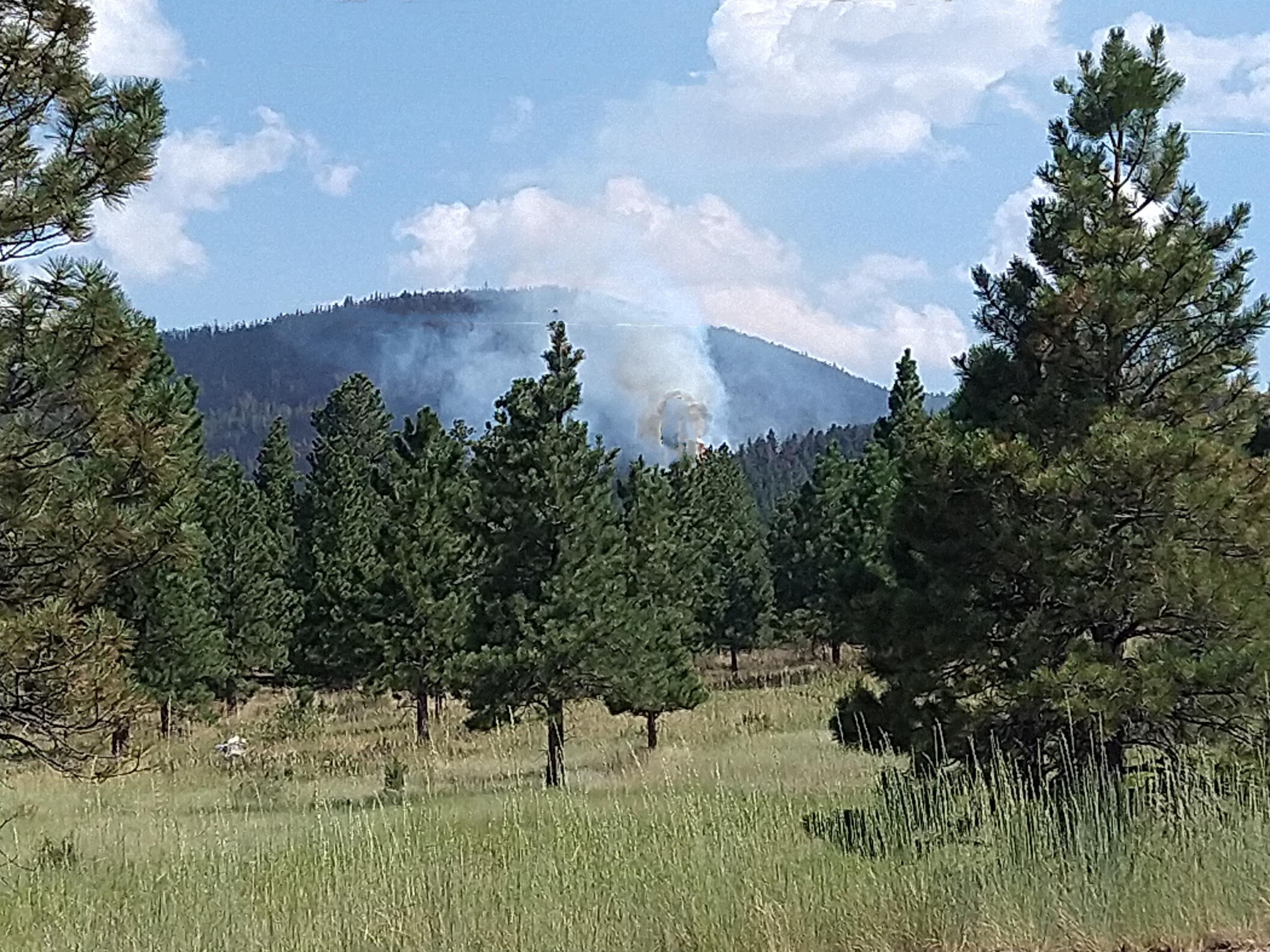 Visible smoke on the Speirs Fire due to firing operations today.