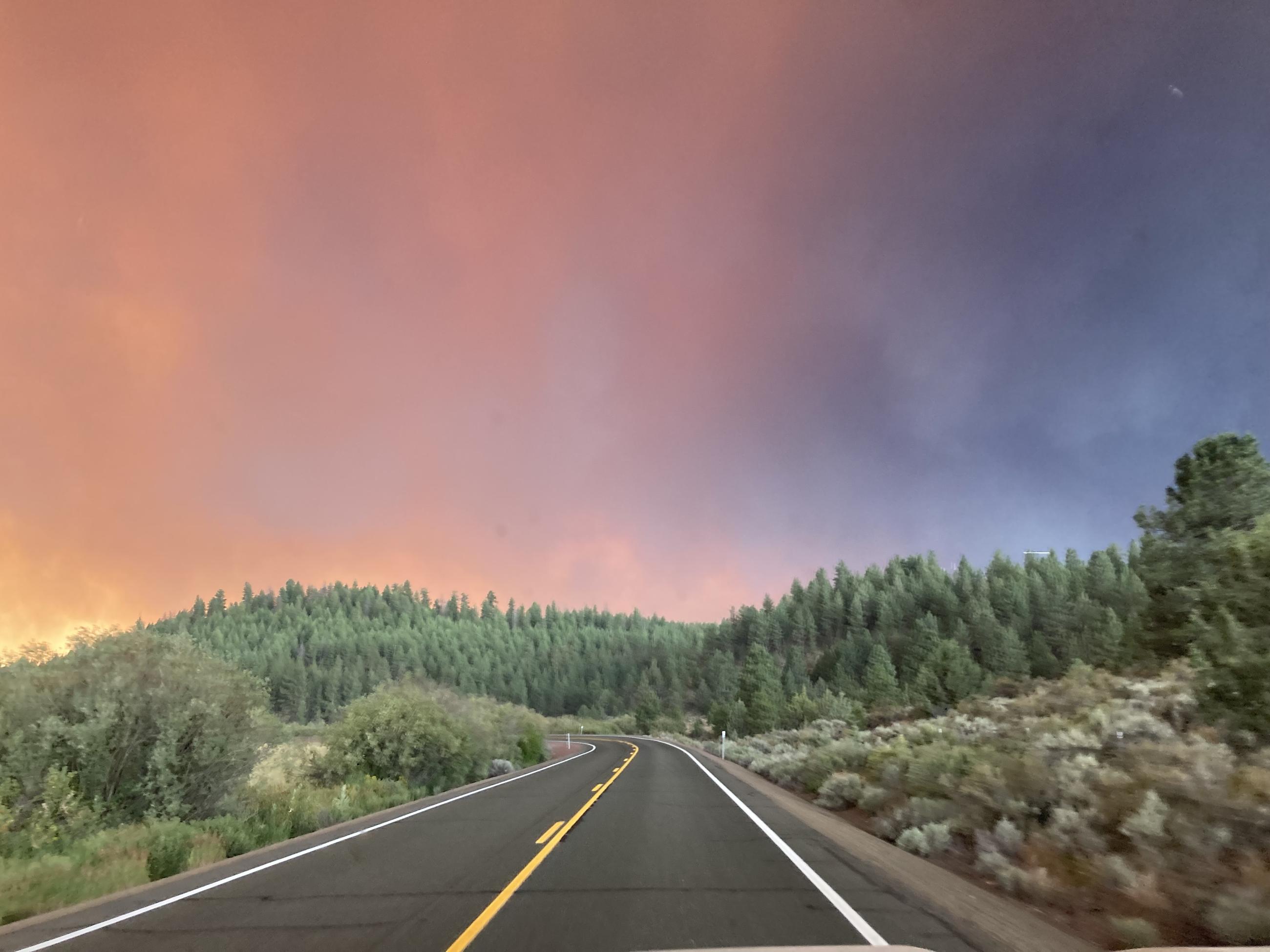 Falls Fire, as seen from HWY 395 driving south