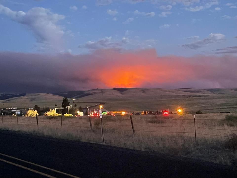 Lone Rock Fire in the evening