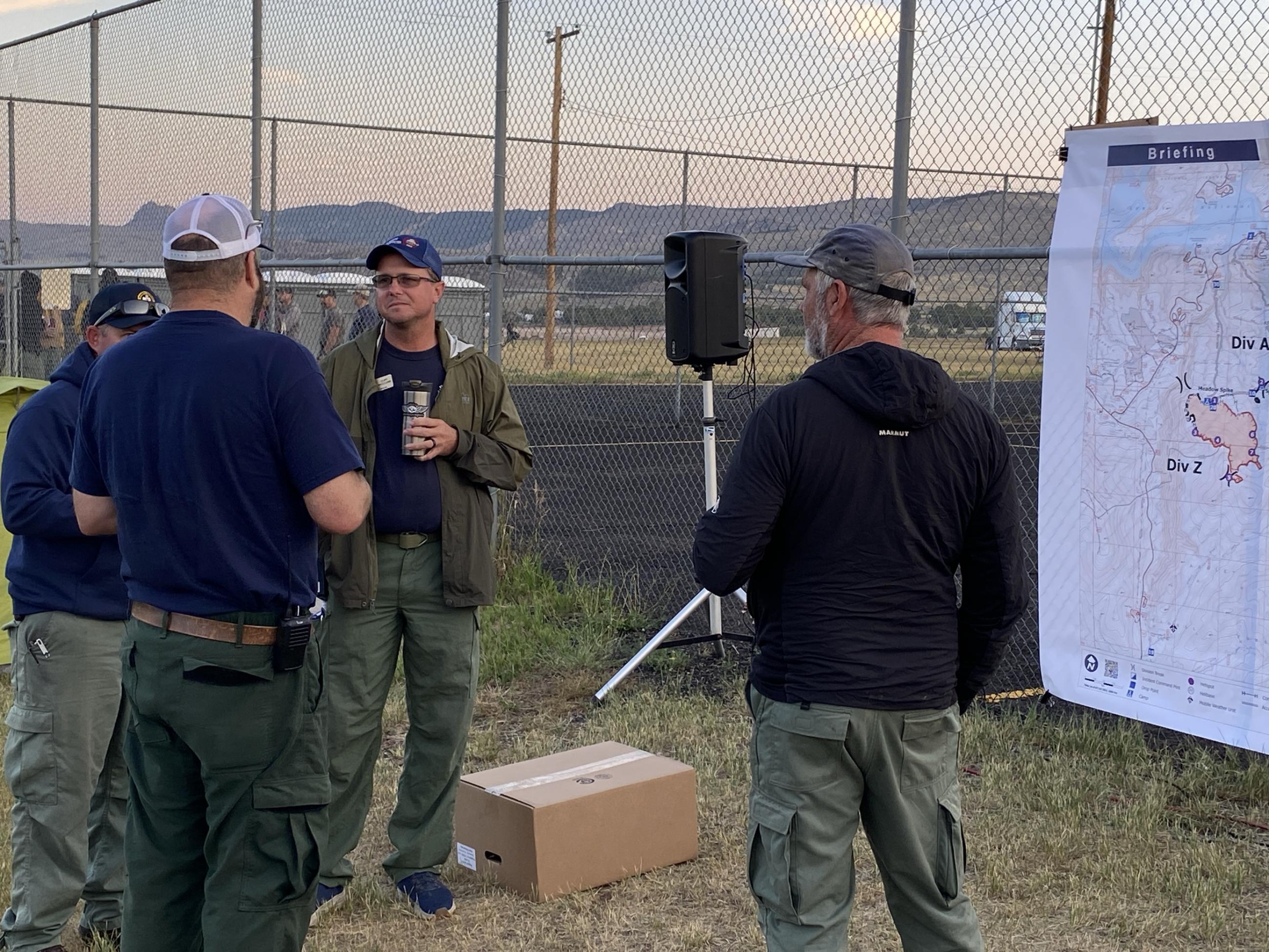 Safety Officer discussion after morning briefing